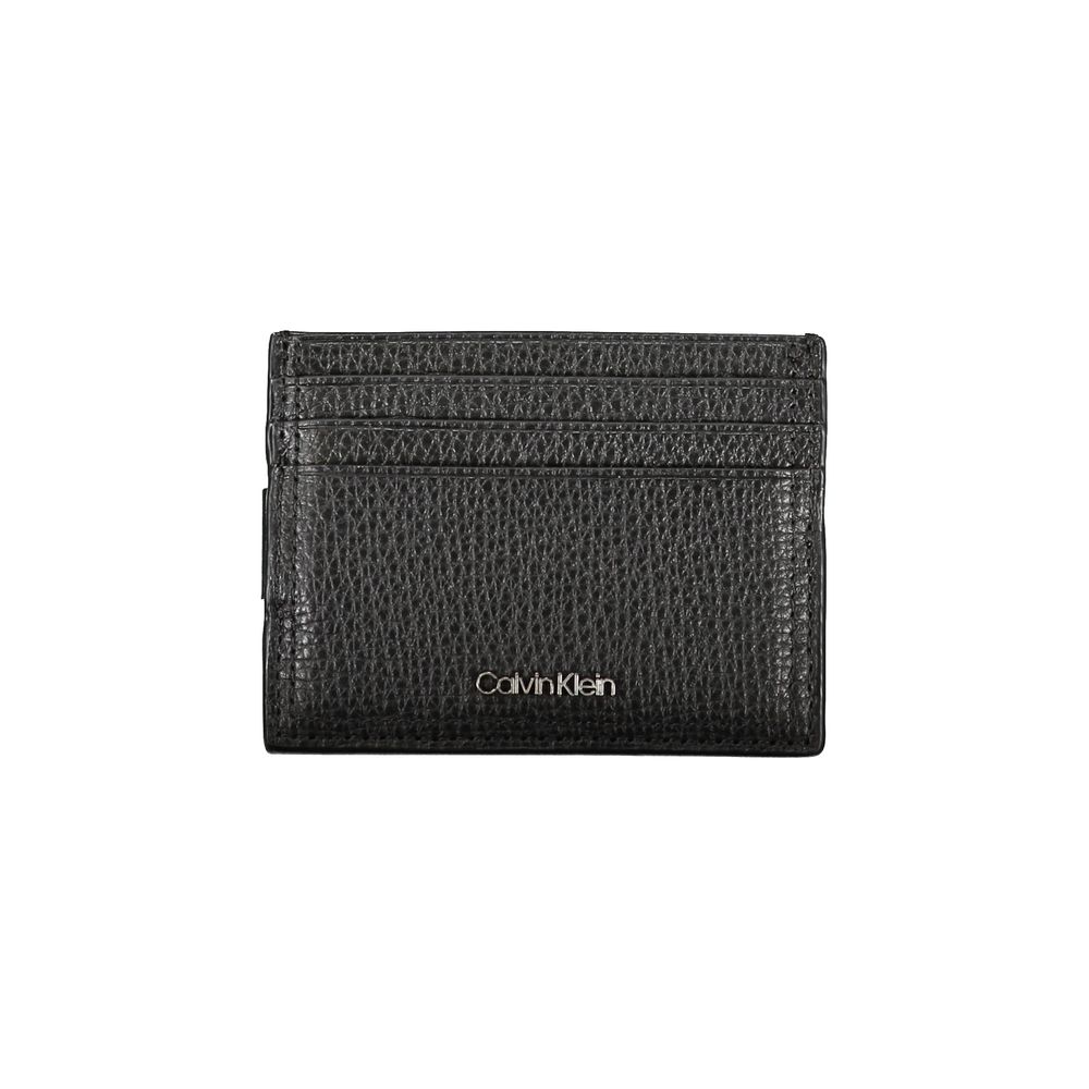 Calvin Klein sleek leather card holder with built-in money clip for secure cash and card storage.
