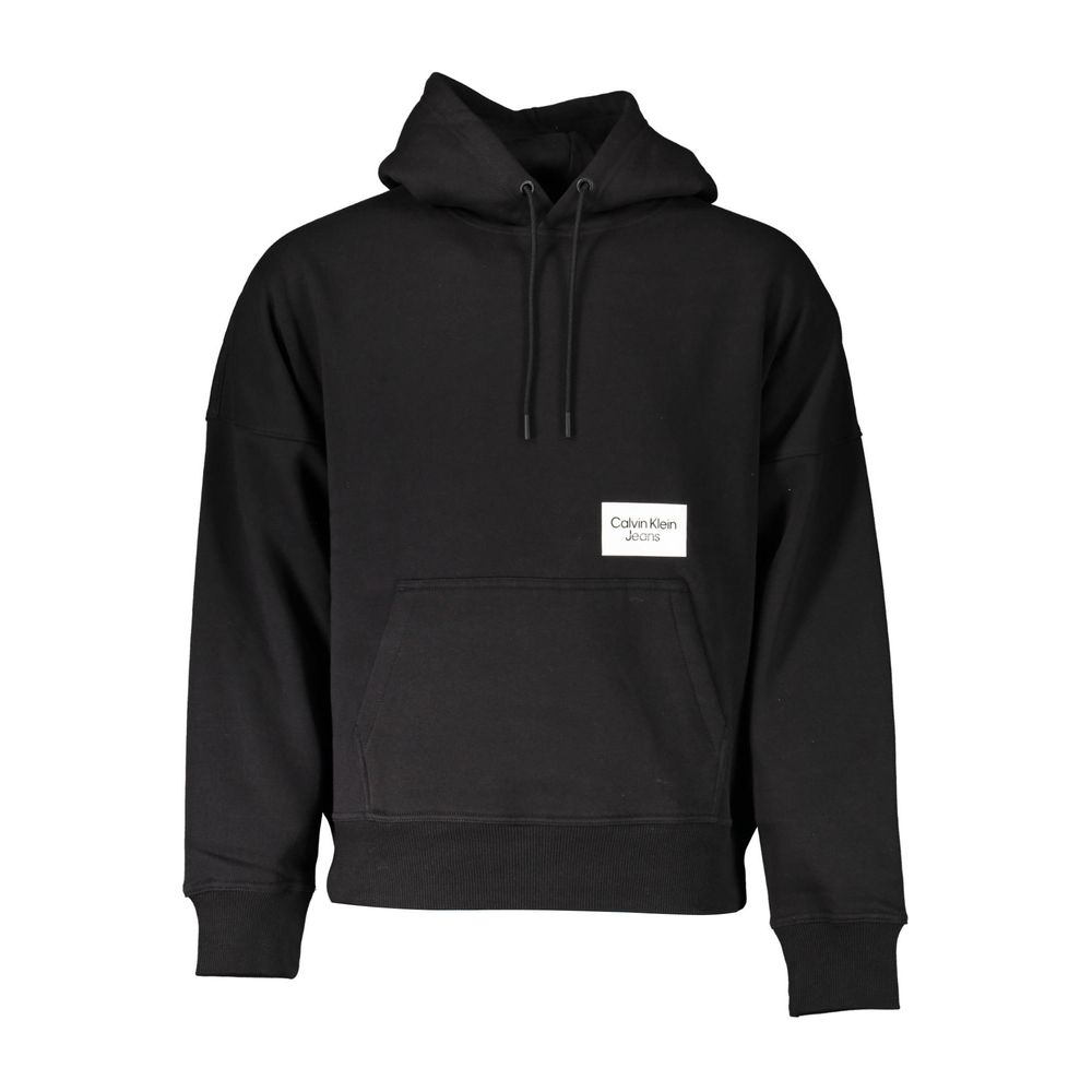 Black Calvin Klein cotton men's sweatshirt with crew neck and long sleeves, casual style for everyday wear.
