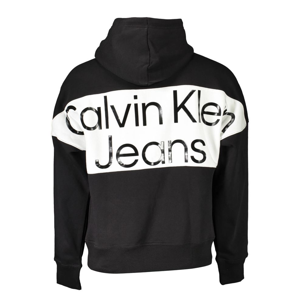 Black cotton men's sweatshirt by Calvin Klein with a crew neck and minimalist design, displayed on a plain background.