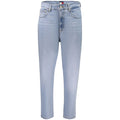 Tommy Hilfiger Azzurro cotton women's high-waisted jeans displayed on a model, showcasing classic denim style and fit.