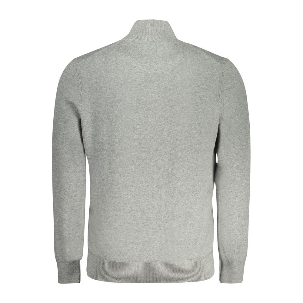 Timberland men's gray organic cotton cardigan with a button-up front and ribbed cuffs, casual and comfortable for everyday wear.