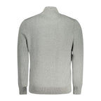Timberland men's gray organic cotton cardigan with a button-up front and ribbed cuffs, casual and comfortable for everyday wear.