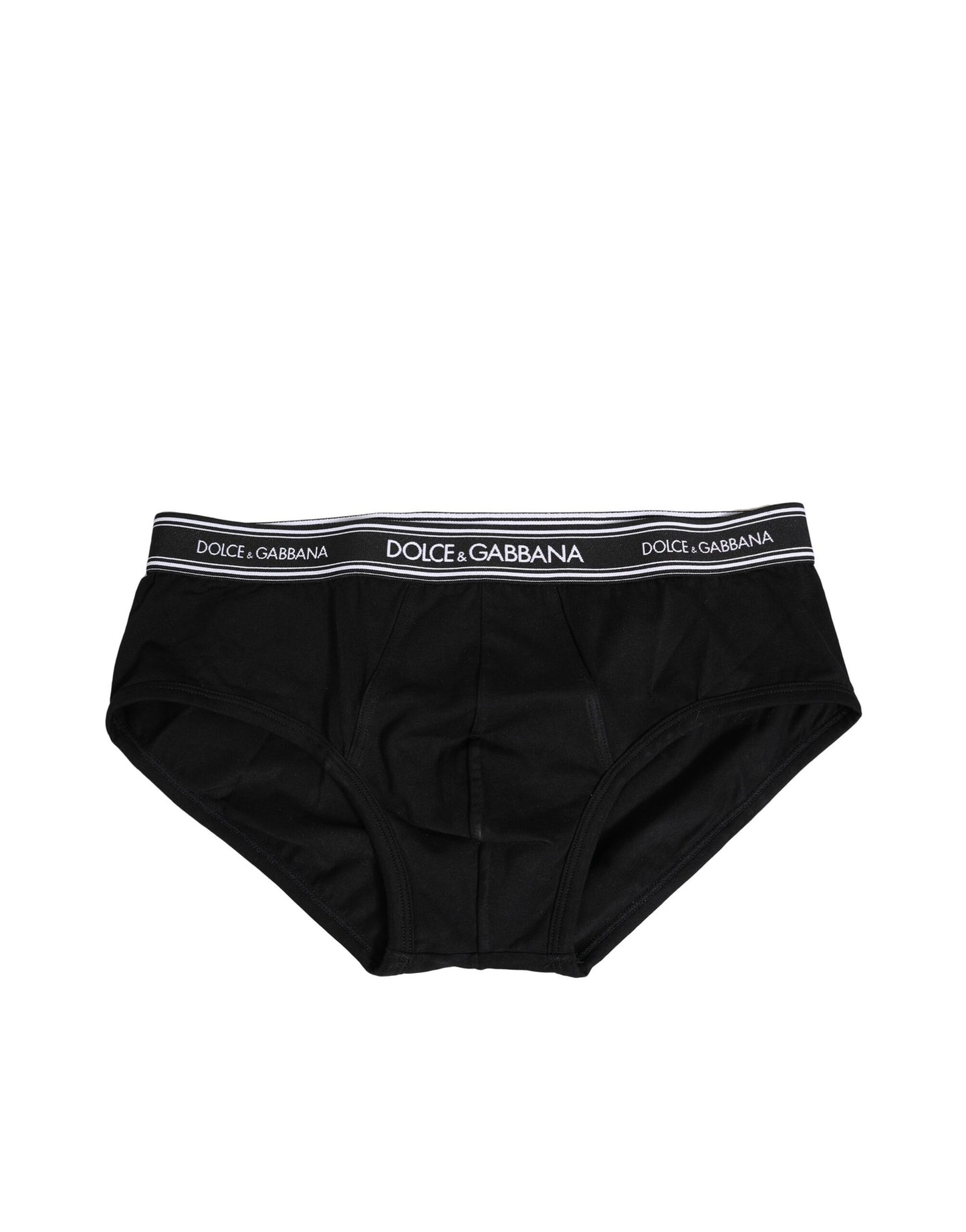 Dolce & Gabbana Black Cotton Stretch Logo Print Brief Underwear Dolce & Gabbana