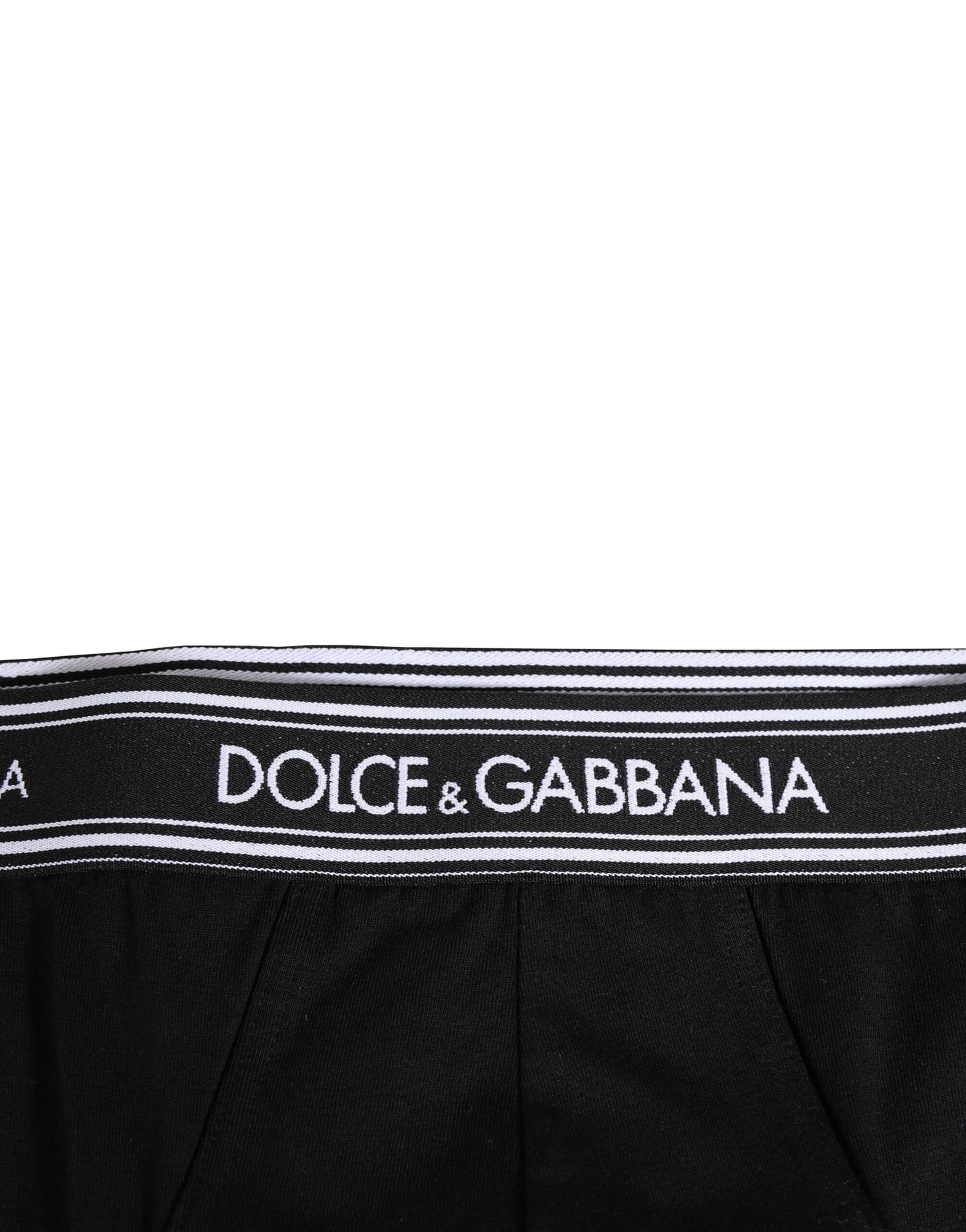 Dolce & Gabbana Black Cotton Stretch Logo Print Brief Underwear Dolce & Gabbana