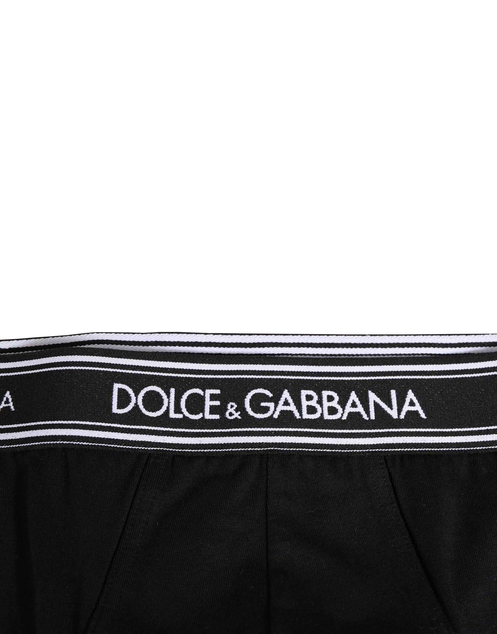 Dolce & Gabbana Black Cotton Stretch Logo Print Brief Underwear Dolce & Gabbana