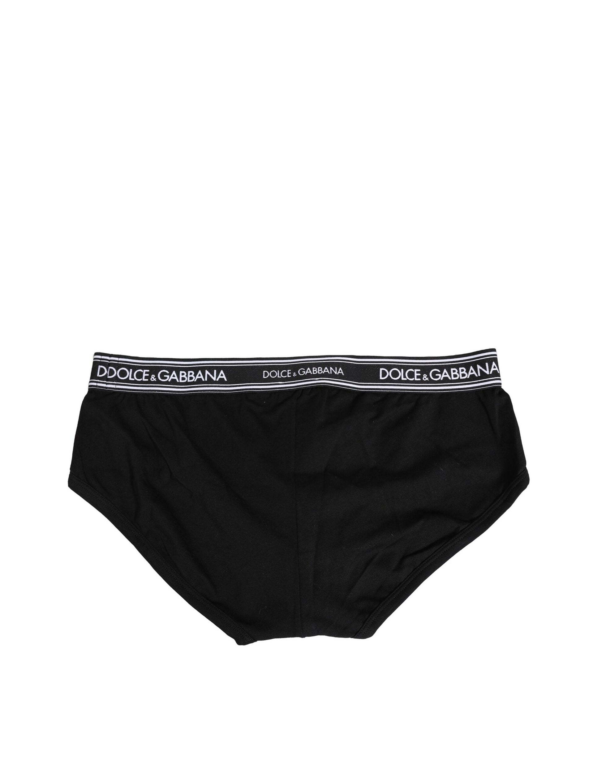 Dolce & Gabbana Black Cotton Stretch Logo Print Brief Underwear Dolce & Gabbana