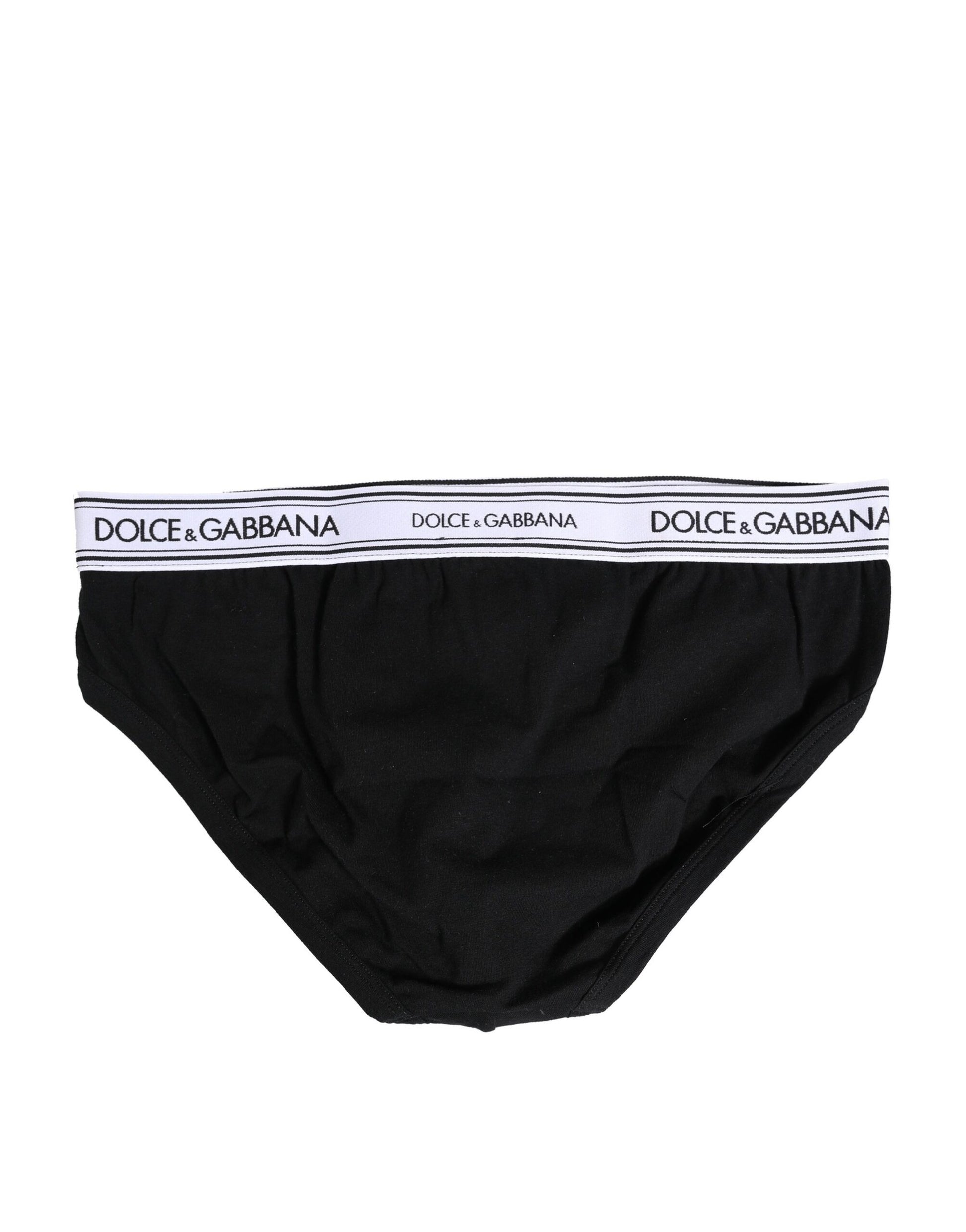 Dolce & Gabbana Black Cotton Stretch Regular Brief Underwear Dolce & Gabbana