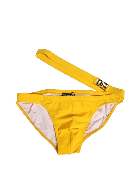 Dolce & Gabbana Yellow Waistband Logo Beachwear Brief Swimwear Dolce & Gabbana