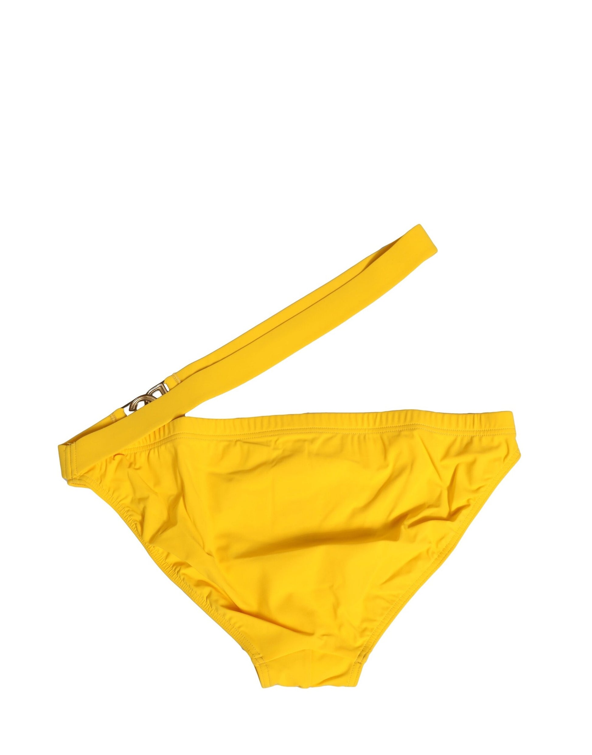 Dolce & Gabbana Yellow Waistband Logo Beachwear Brief Swimwear Dolce & Gabbana