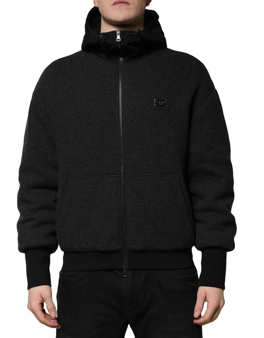 Dolce & Gabbana Black DG Logo Plaque Hooded Bomber Jacket Dolce & Gabbana