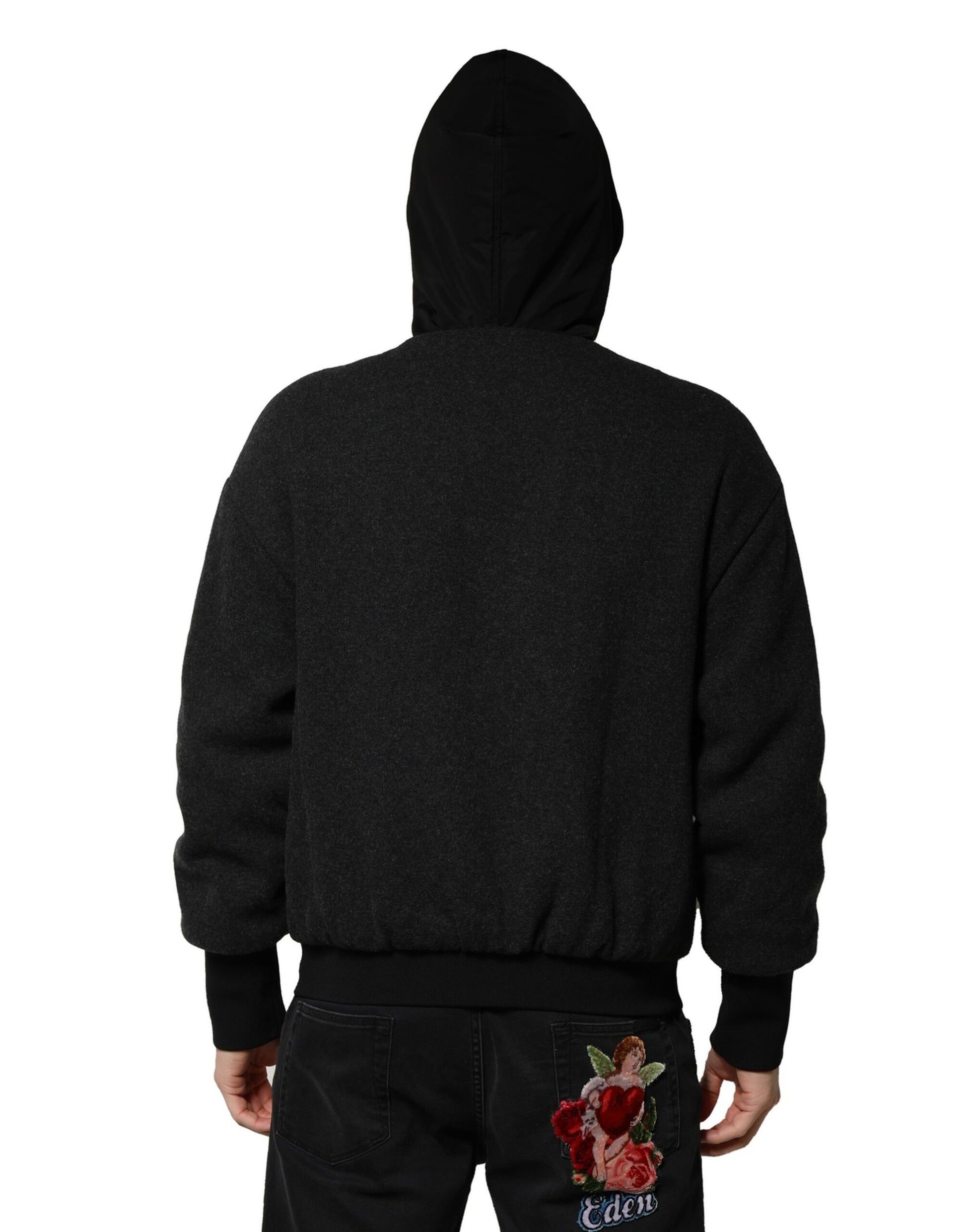 Dolce & Gabbana Black DG Logo Plaque Hooded Bomber Jacket Dolce & Gabbana