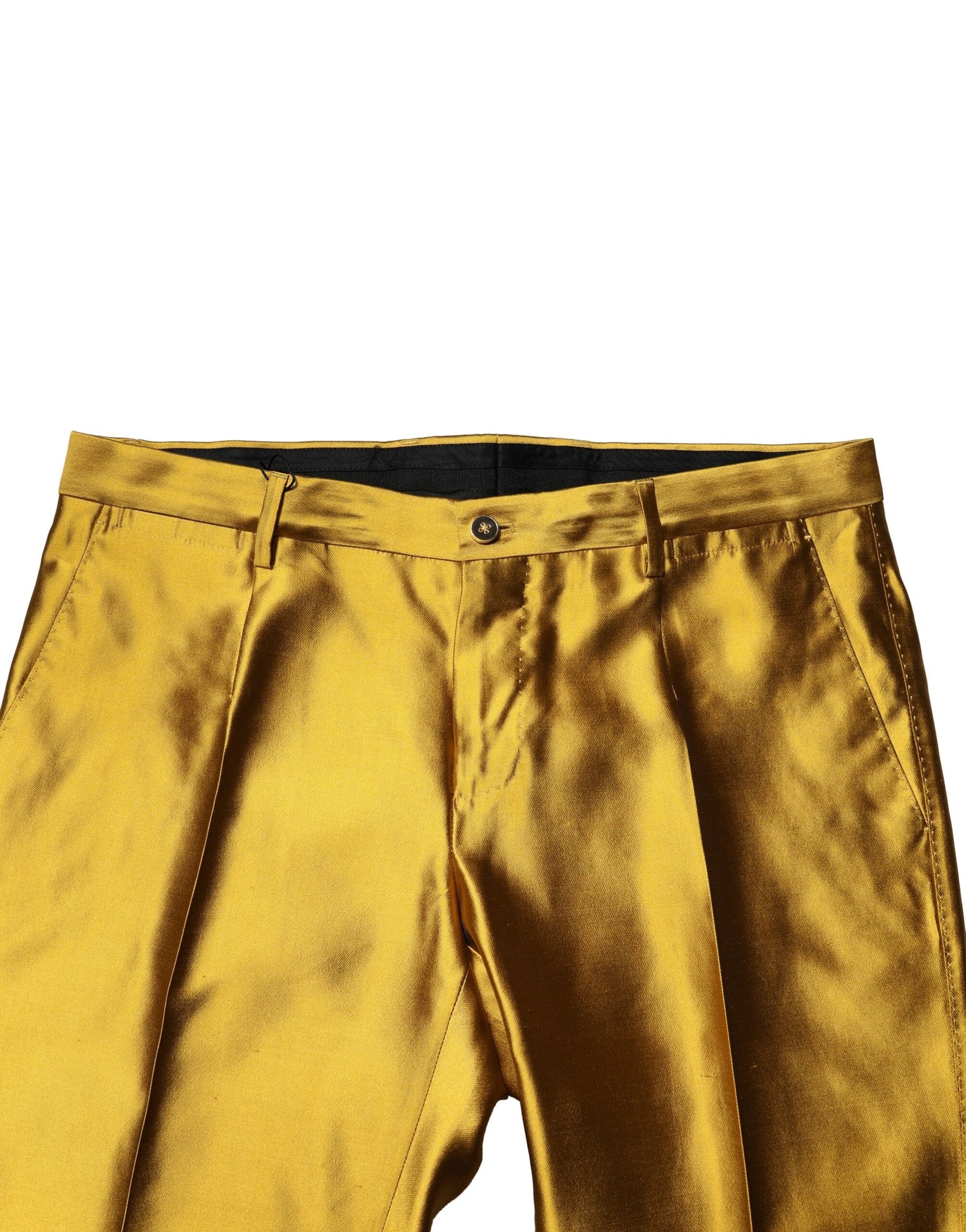 Dolce & Gabbana Yellow Silk Tapered Dress Men Pants Dolce & Gabbana