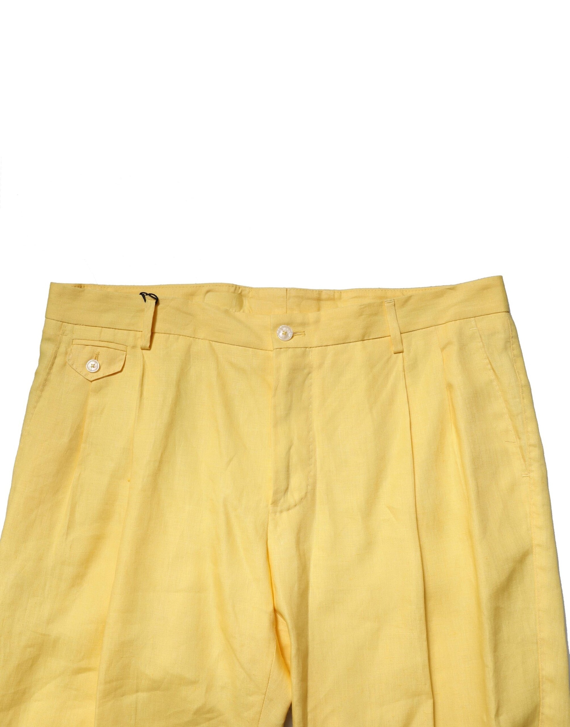 Dolce & Gabbana Yellow Flax Tapered Dress Men Pants Dolce & Gabbana
