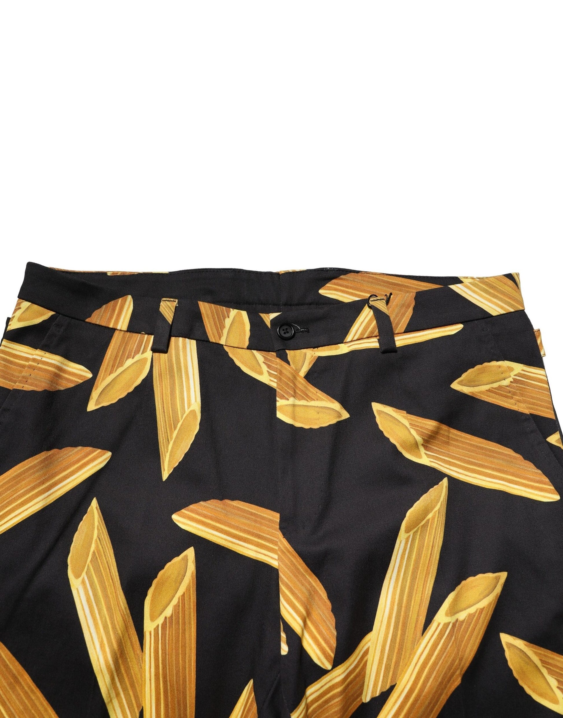 Dolce & Gabbana Black Pasta Print Tapered Men Pants Dolce & Gabbana