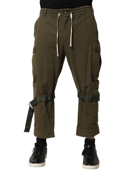 Dolce & Gabbana Brown Cotton Cargo Drawstring Pants Dolce & Gabbana