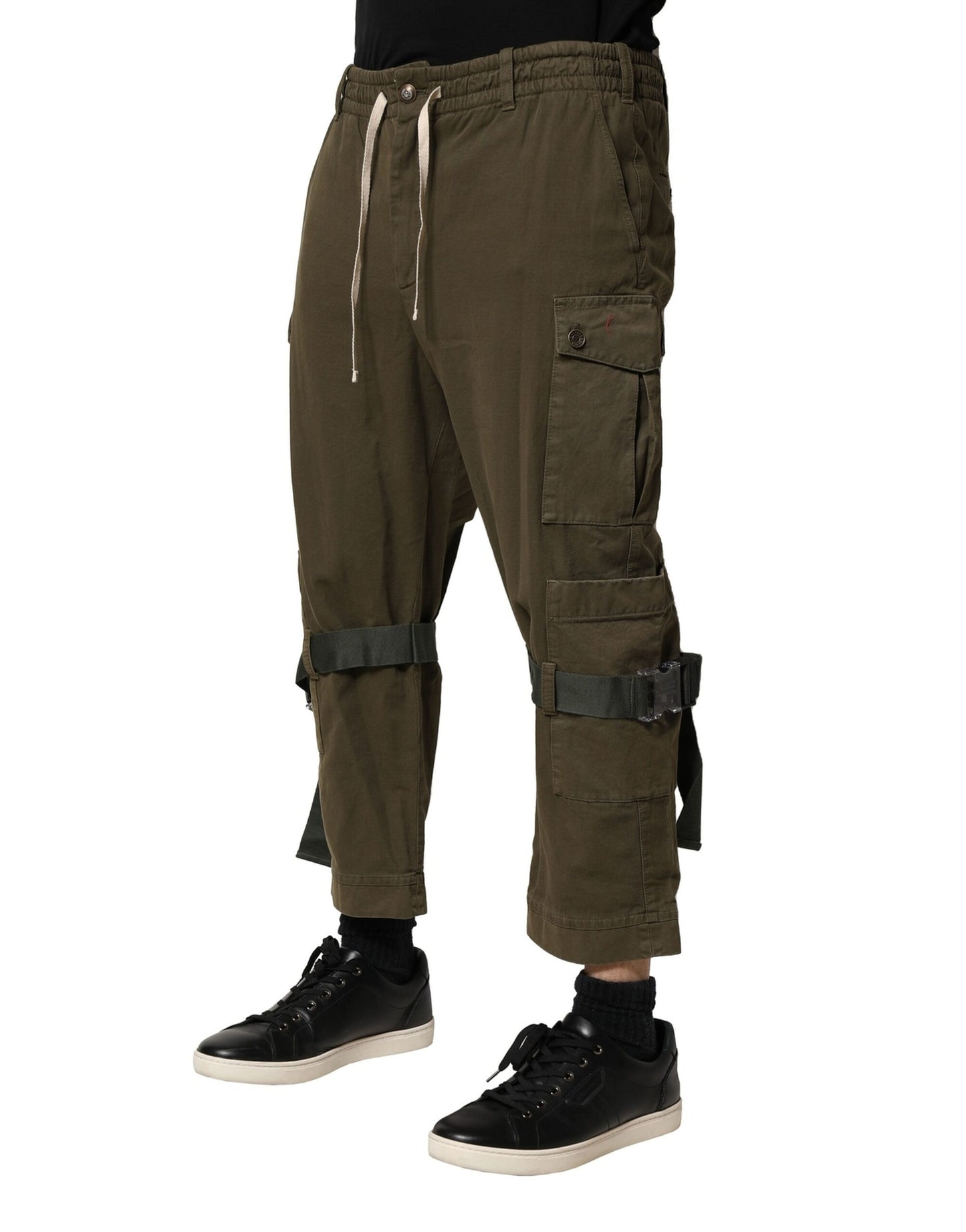 Dolce & Gabbana Brown Cotton Cargo Drawstring Pants Dolce & Gabbana
