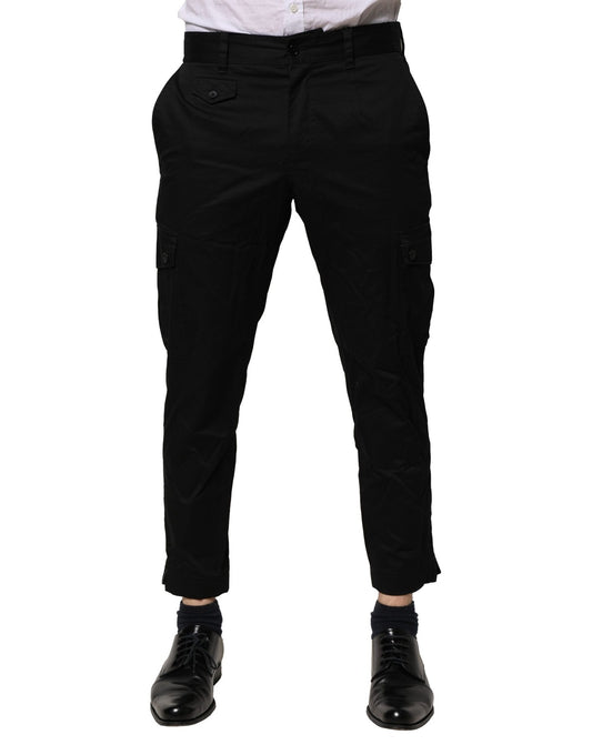 Dolce & Gabbana Black Cotton Dress Slim Formal Pants Dolce & Gabbana