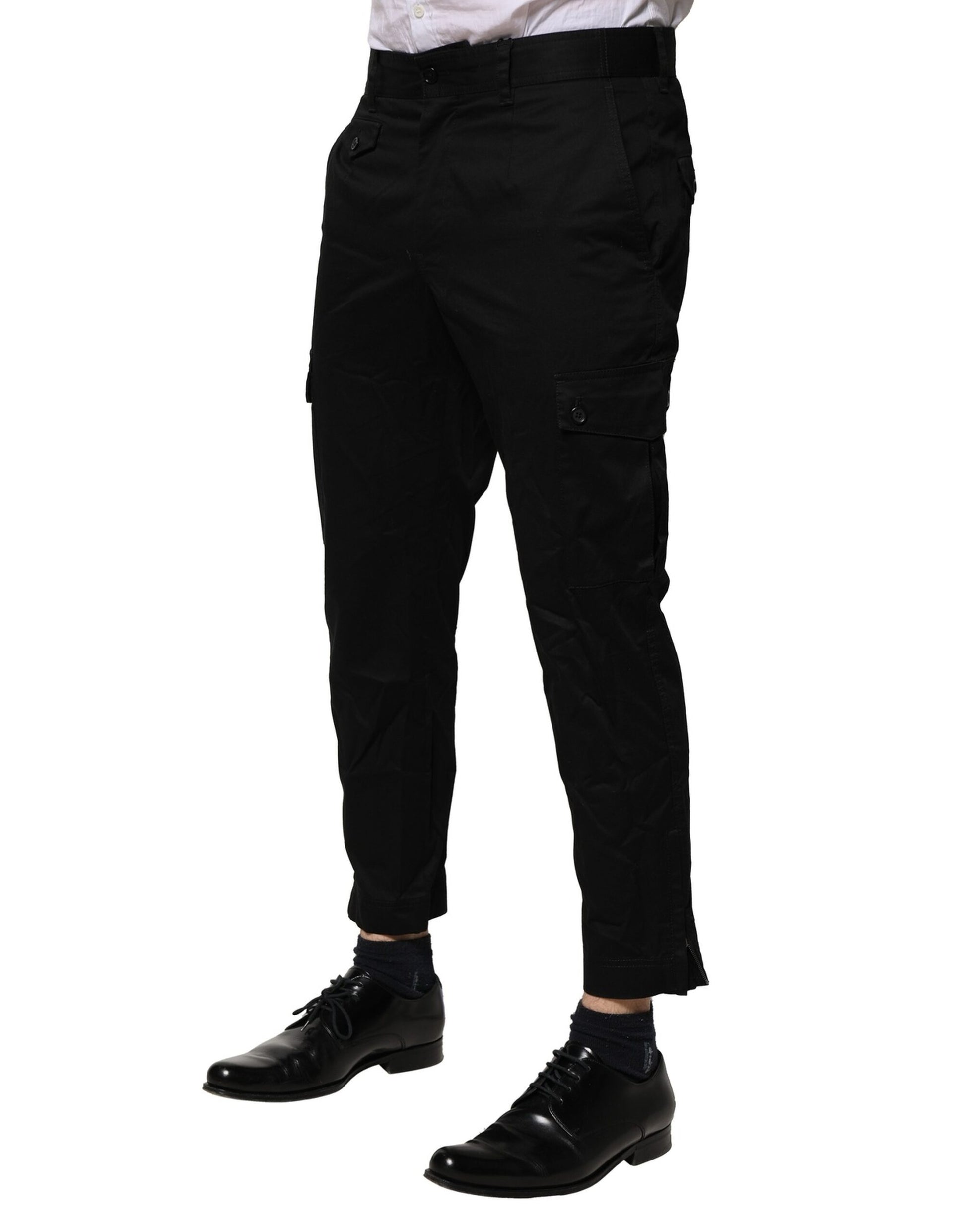 Dolce & Gabbana Black Cotton Dress Slim Formal Pants Dolce & Gabbana