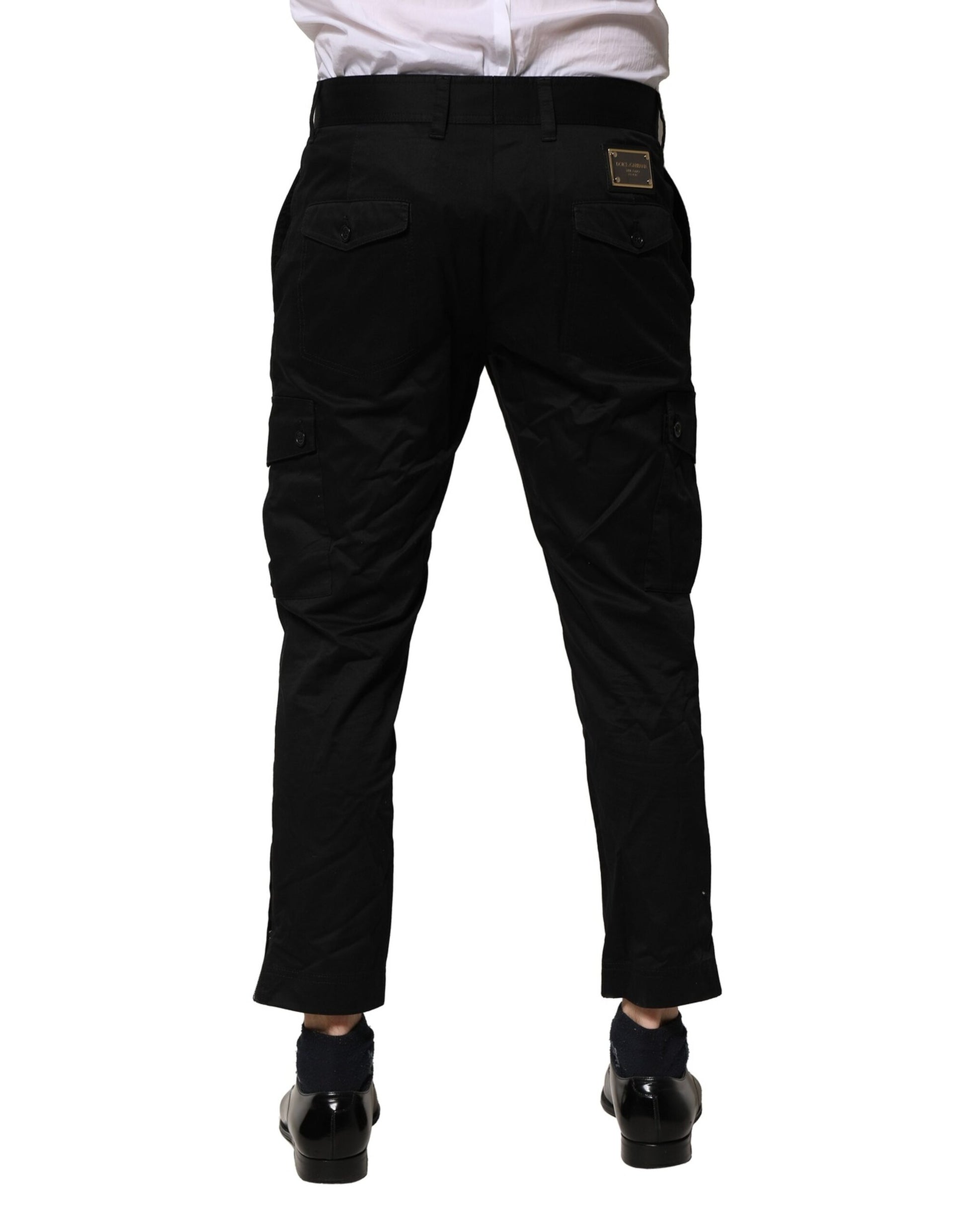 Dolce & Gabbana Black Cotton Dress Slim Formal Pants Dolce & Gabbana
