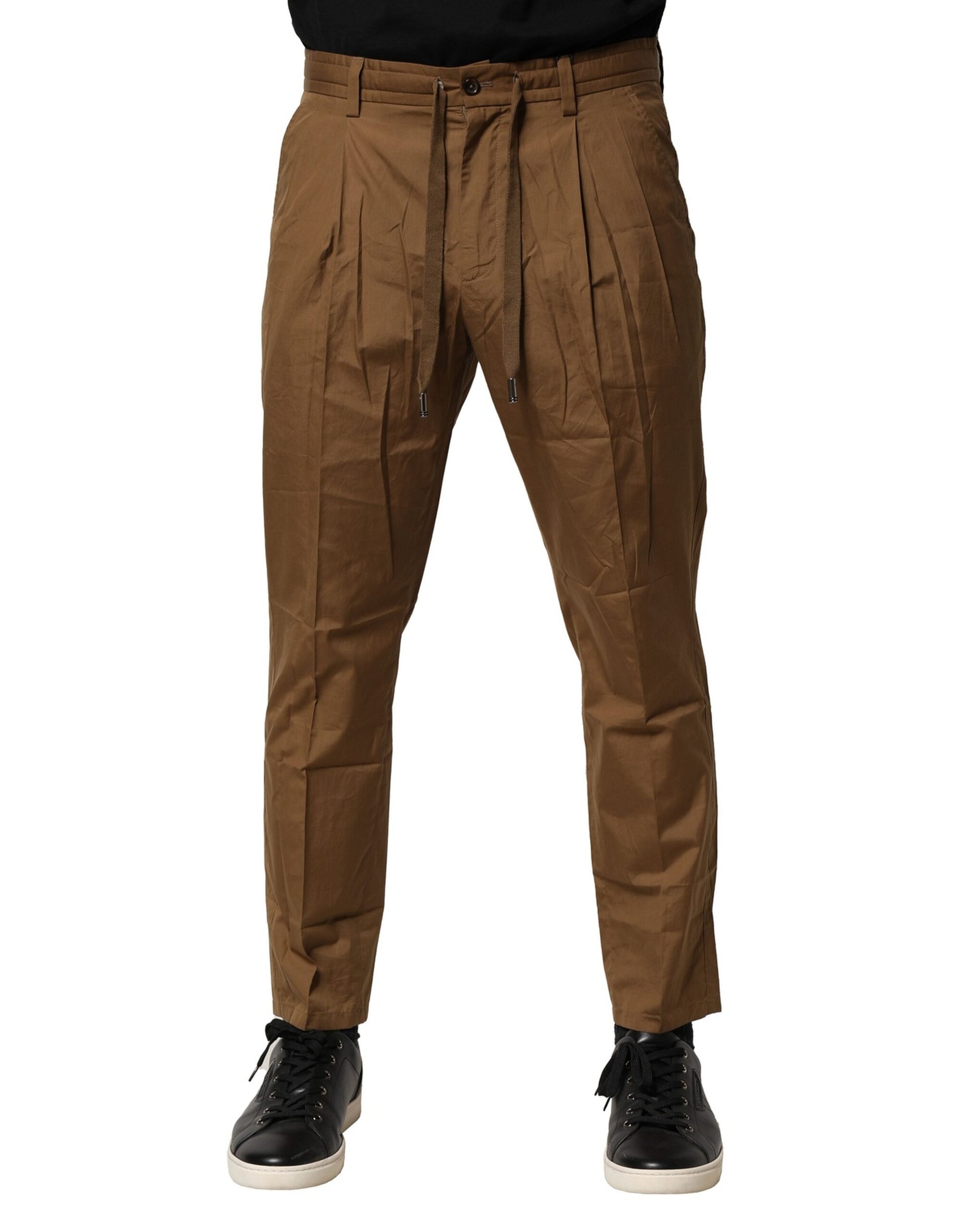 Dolce & Gabbana Brown Cotton Chino Mid Waist Men Pants Dolce & Gabbana