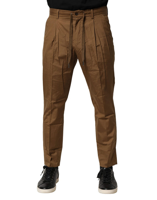 Dolce & Gabbana Brown Cotton Chino Mid Waist Men Pants Dolce & Gabbana
