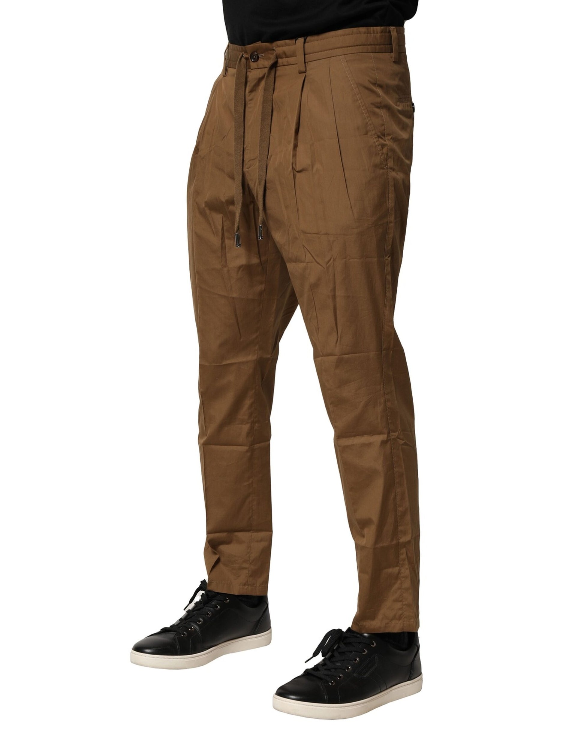 Dolce & Gabbana Brown Cotton Chino Mid Waist Men Pants Dolce & Gabbana