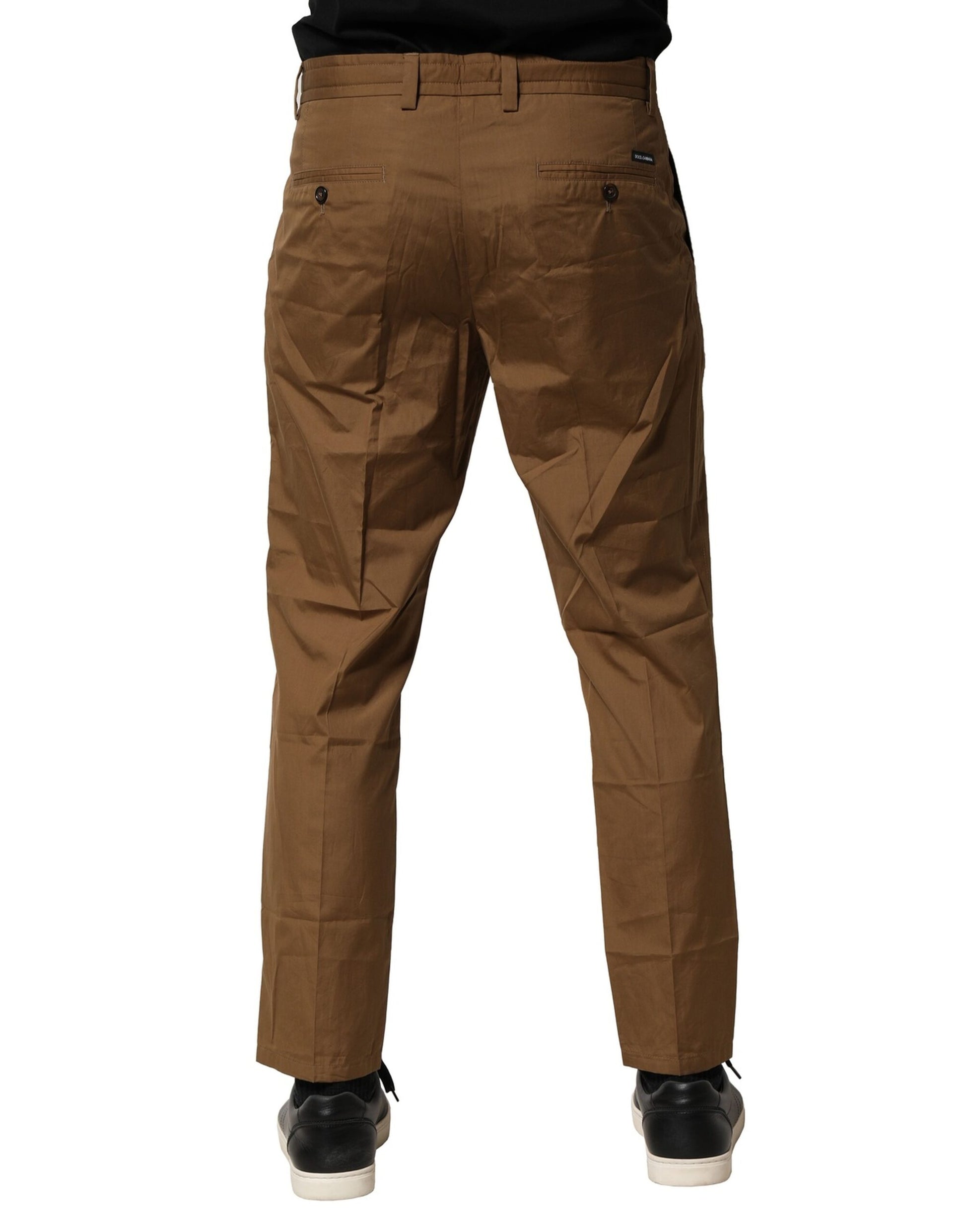 Dolce & Gabbana Brown Cotton Chino Mid Waist Men Pants Dolce & Gabbana