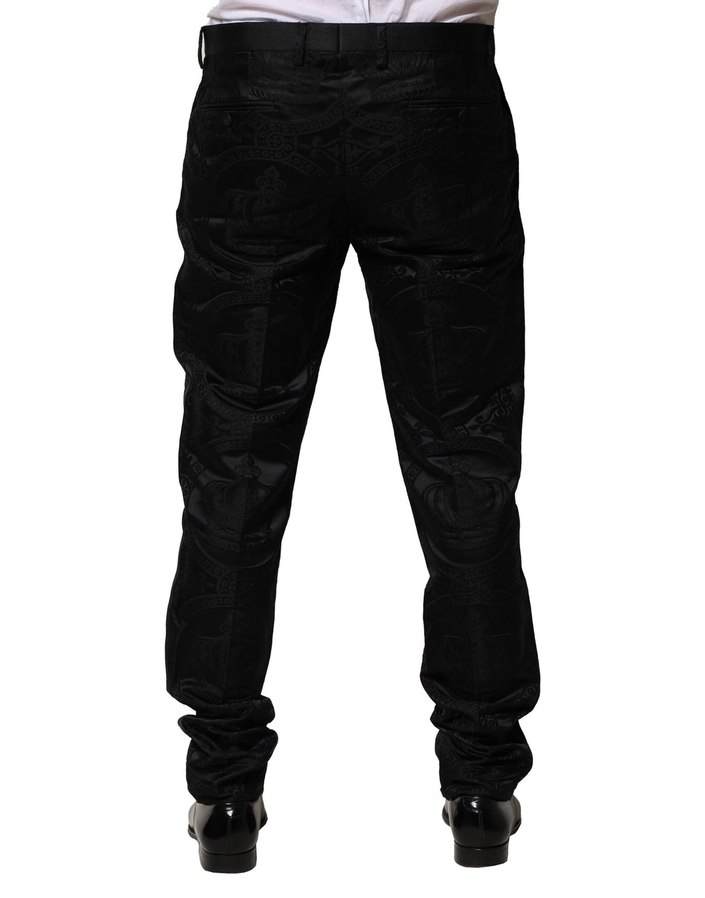 Dolce & Gabbana Black Cotton DG Crown Dress Pants Dolce & Gabbana