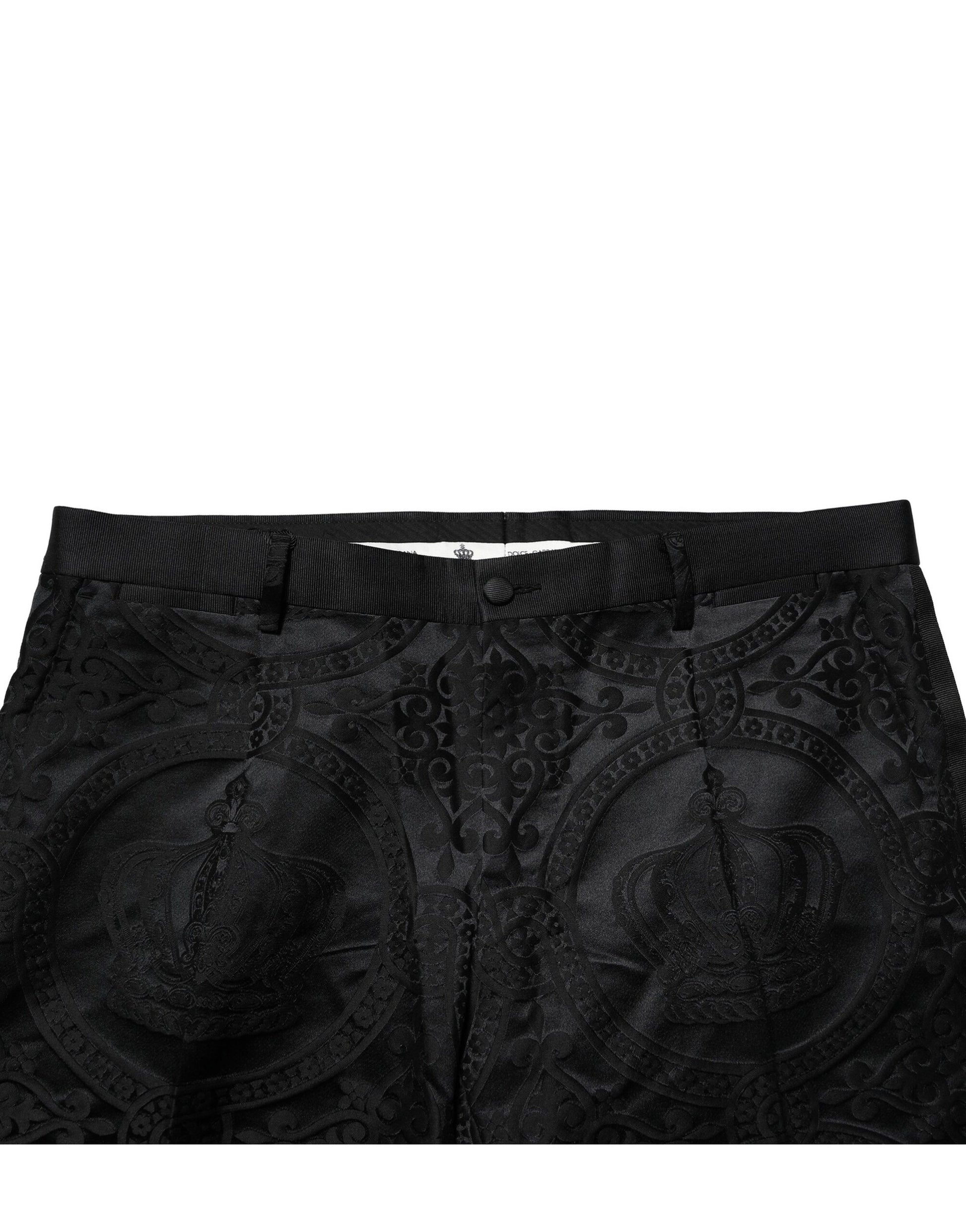 Dolce & Gabbana Black Cotton DG Crown Dress Pants Dolce & Gabbana