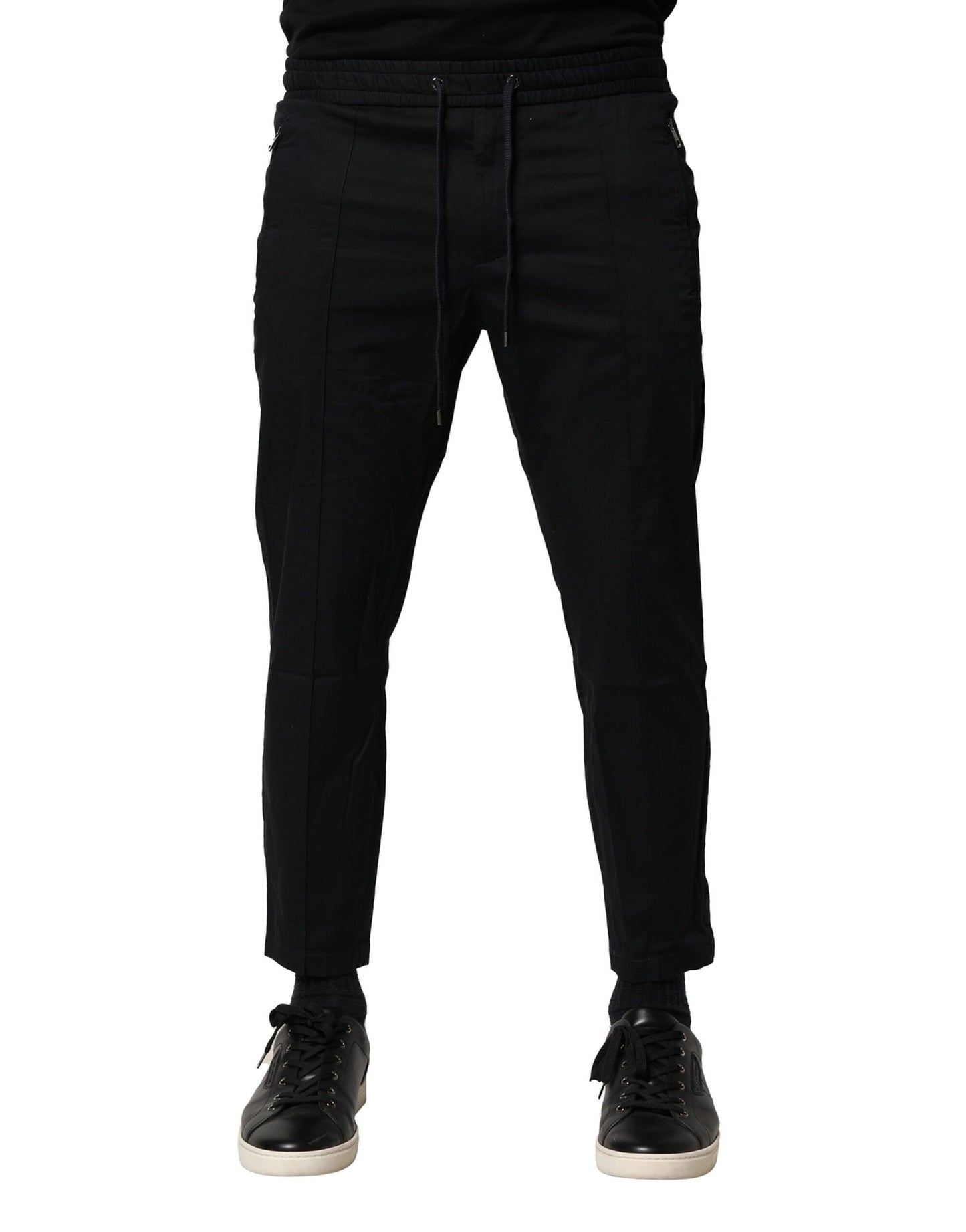Dolce & Gabbana Black Cotton Mid Waist Jogger Pants Dolce & Gabbana