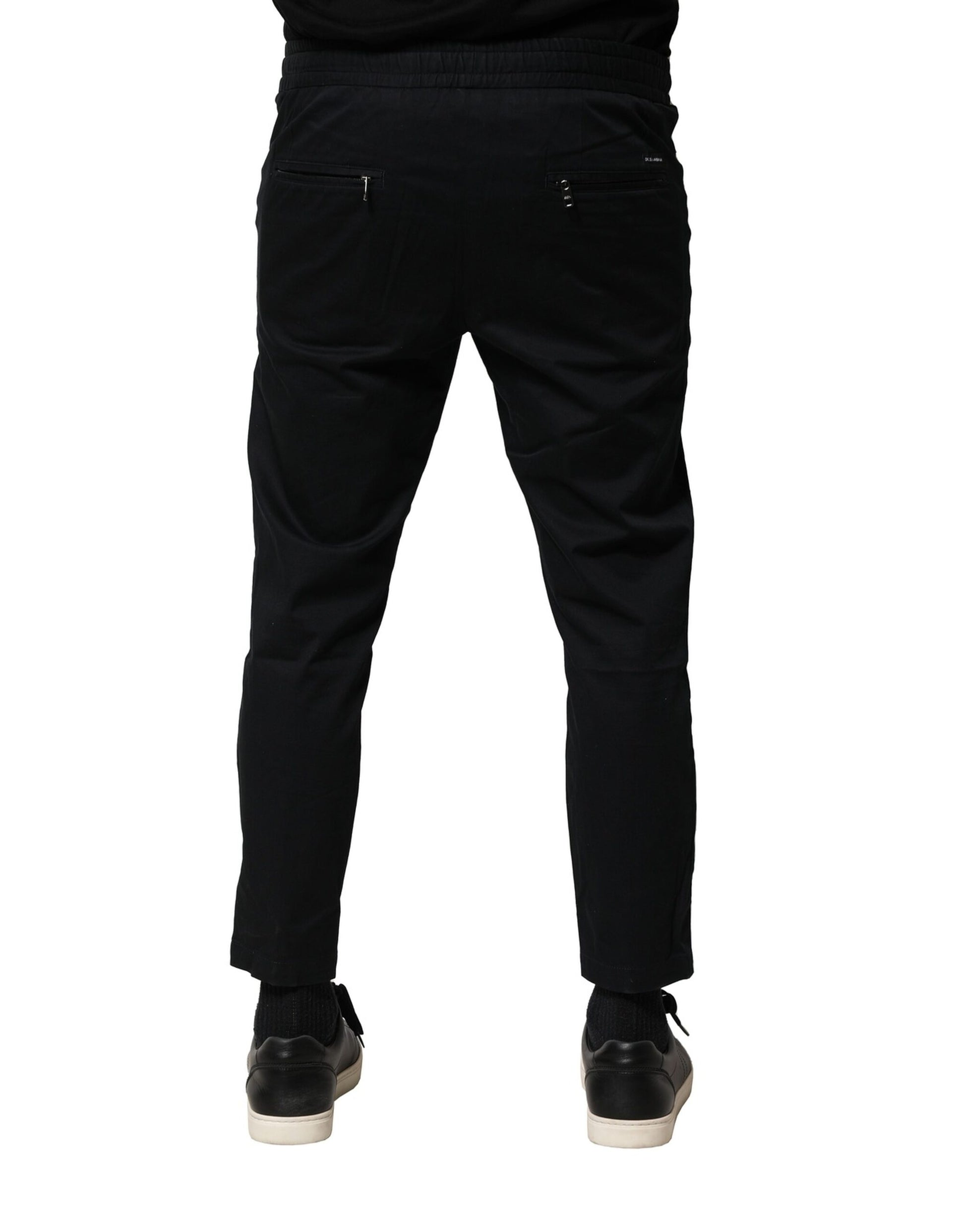 Dolce & Gabbana Black Cotton Mid Waist Jogger Pants Dolce & Gabbana