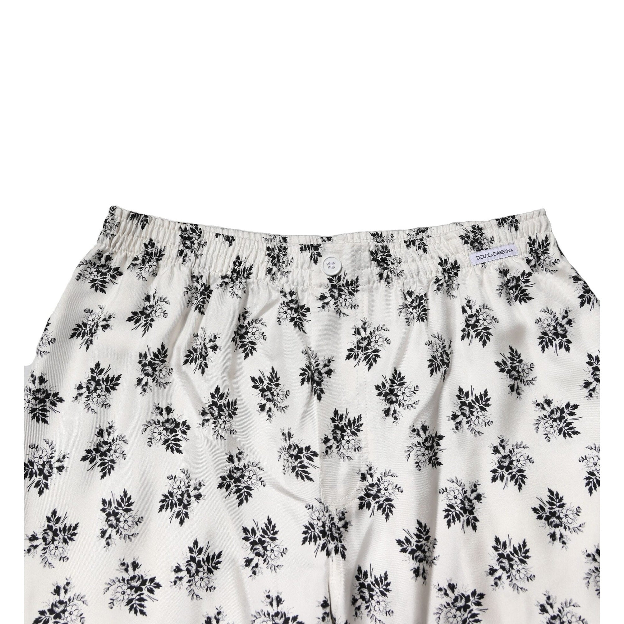 Dolce & Gabbana White Floral Silk Casual Lounge Pants