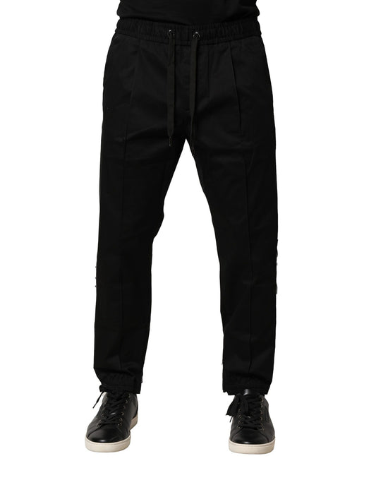 Dolce & Gabbana Black Cotton Mid Waist Jogger Pants Dolce & Gabbana