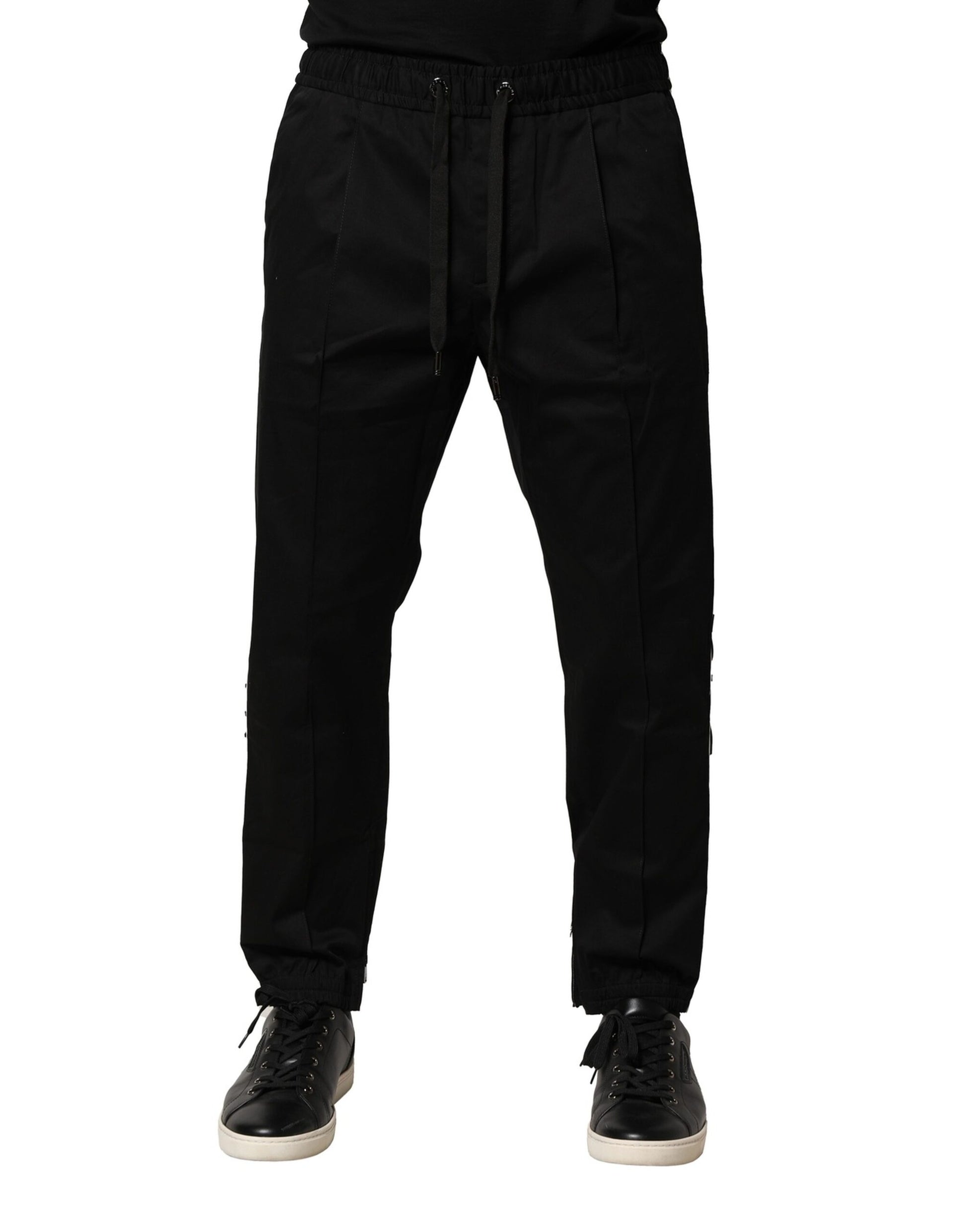 Dolce & Gabbana Black Cotton Mid Waist Jogger Pants Dolce & Gabbana