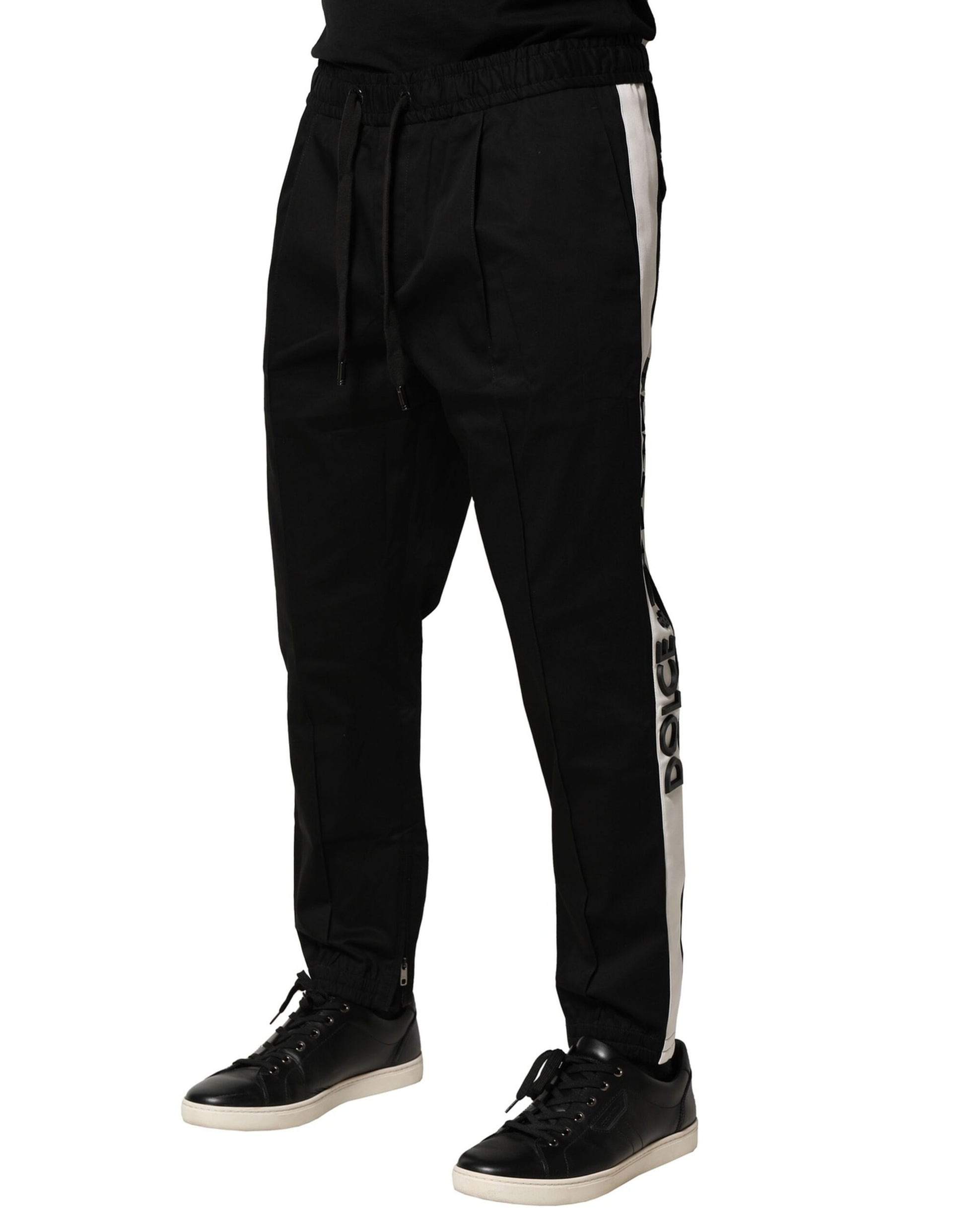Dolce & Gabbana Black Cotton Mid Waist Jogger Pants Dolce & Gabbana