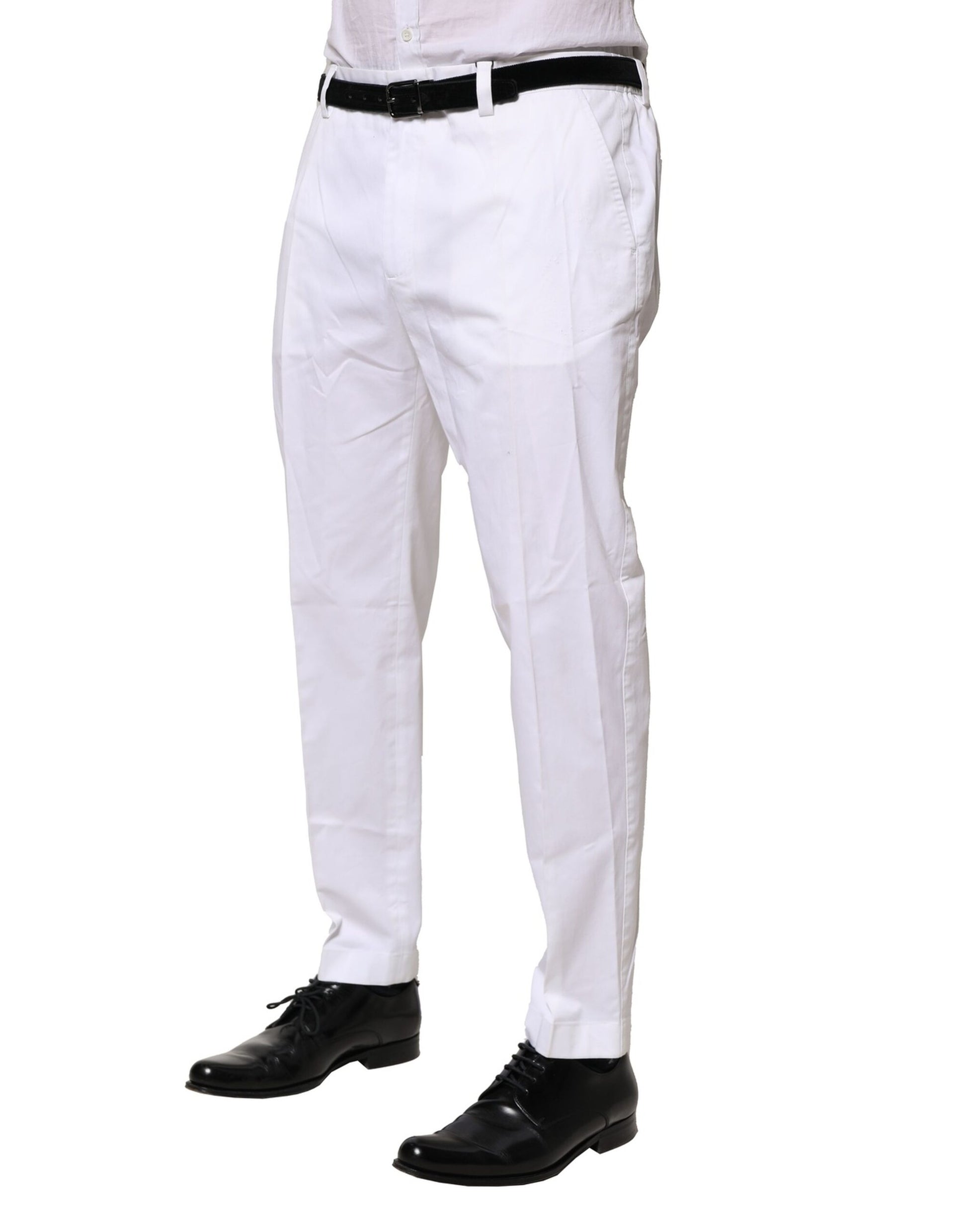 Dolce & Gabbana White Cotton Dress Slim Formal Pants Dolce & Gabbana