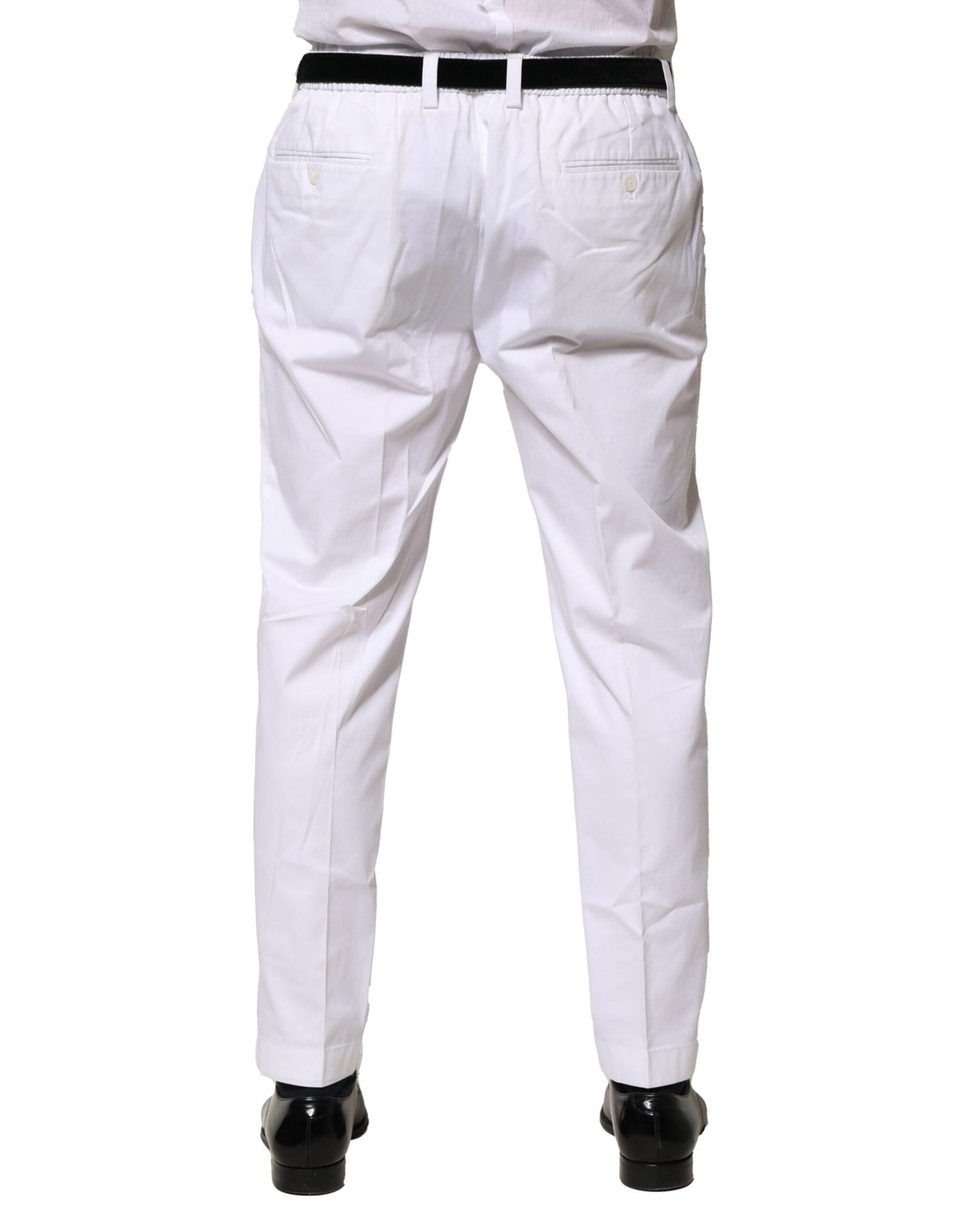 Dolce & Gabbana White Cotton Dress Slim Formal Pants Dolce & Gabbana
