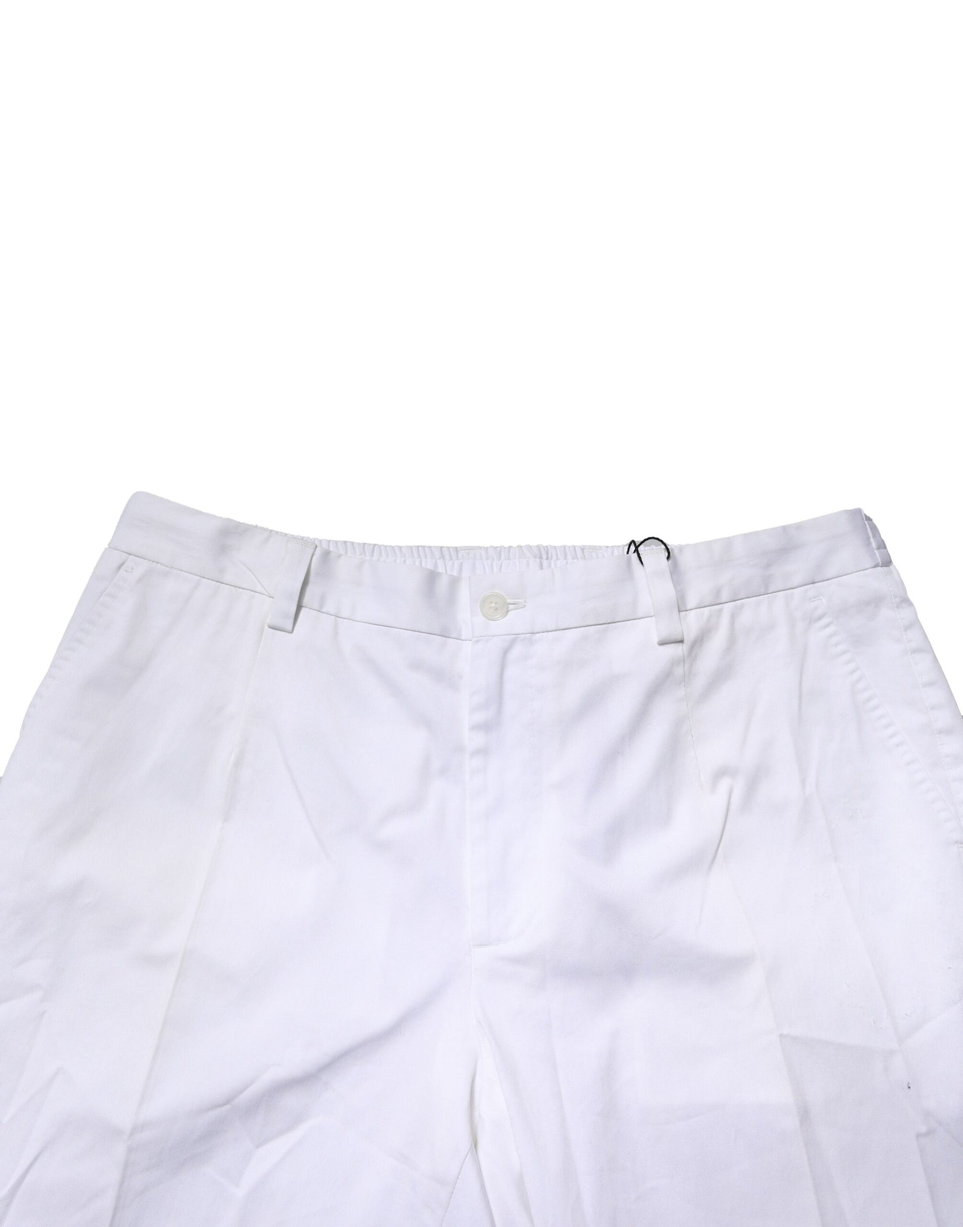 Dolce & Gabbana White Cotton Dress Slim Formal Pants Dolce & Gabbana