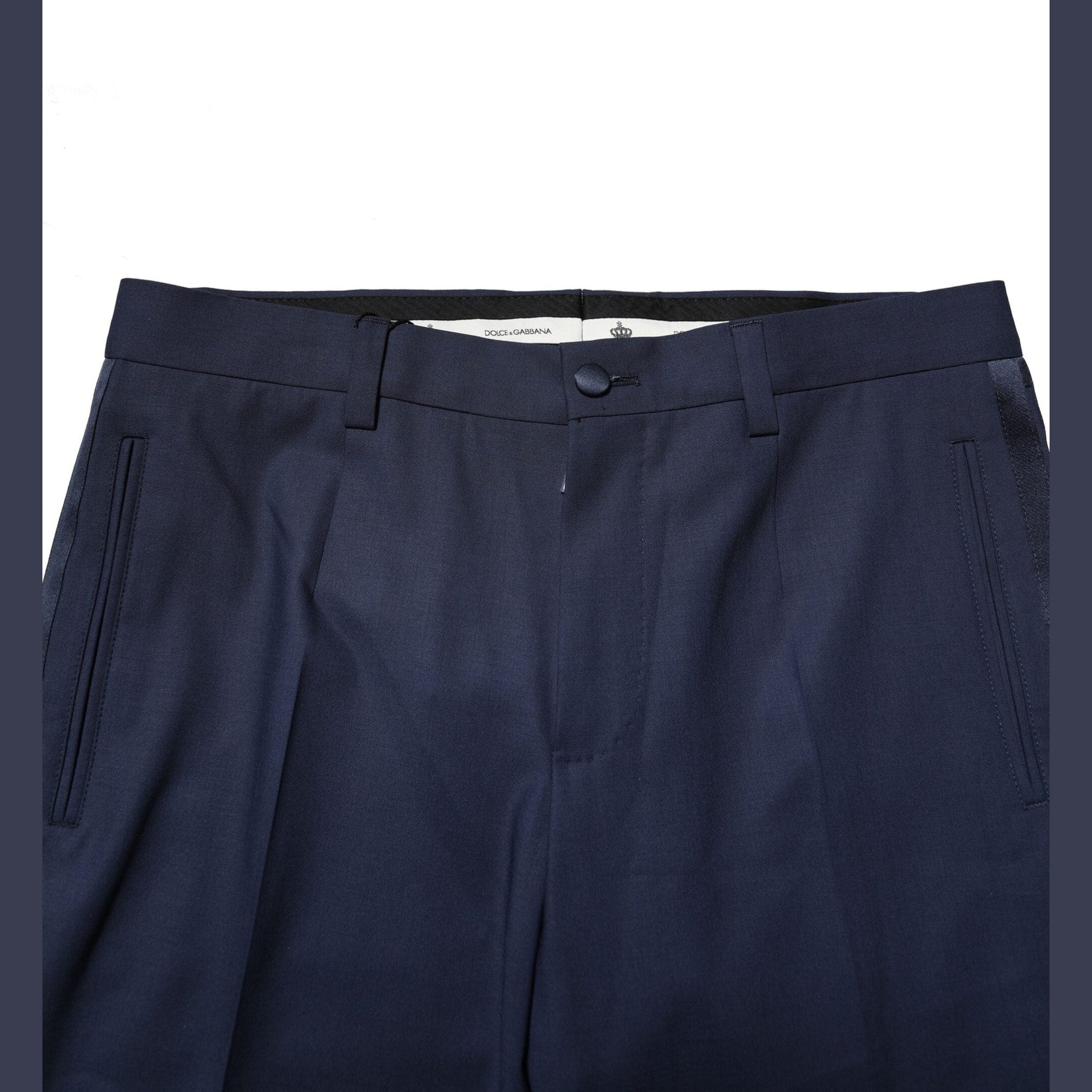 Dolce & Gabbana Dark Blue Wool Dress Formal Pants