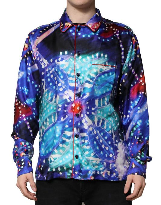 Dolce & Gabbana Multicolor Printed Silk Lounge Casual Shirt Dolce & Gabbana