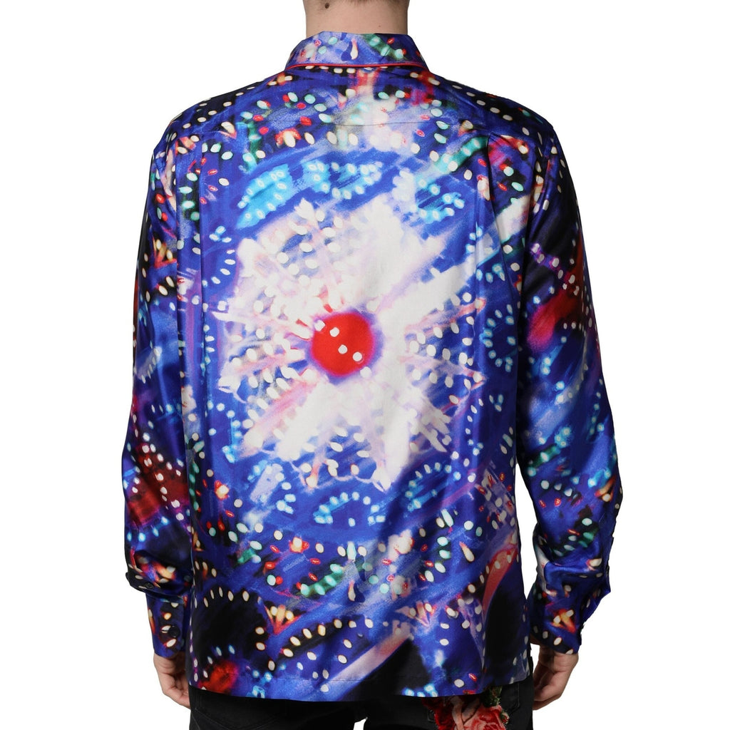 Dolce & Gabbana Multicolor Printed Silk Lounge Casual Shirt