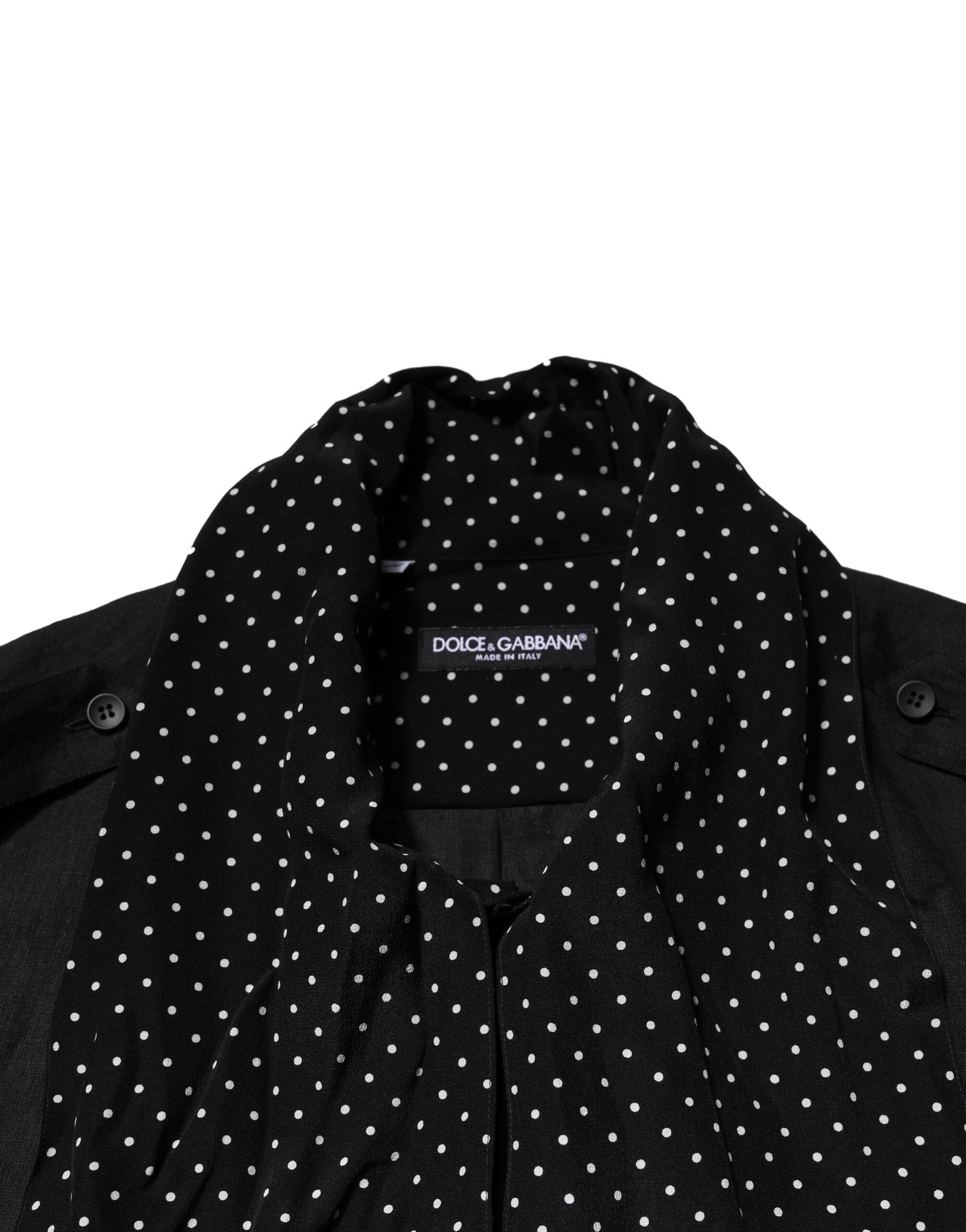 Dolce & Gabbana Black Polka Dot Linen Silk Men Casual Shirt Dolce & Gabbana