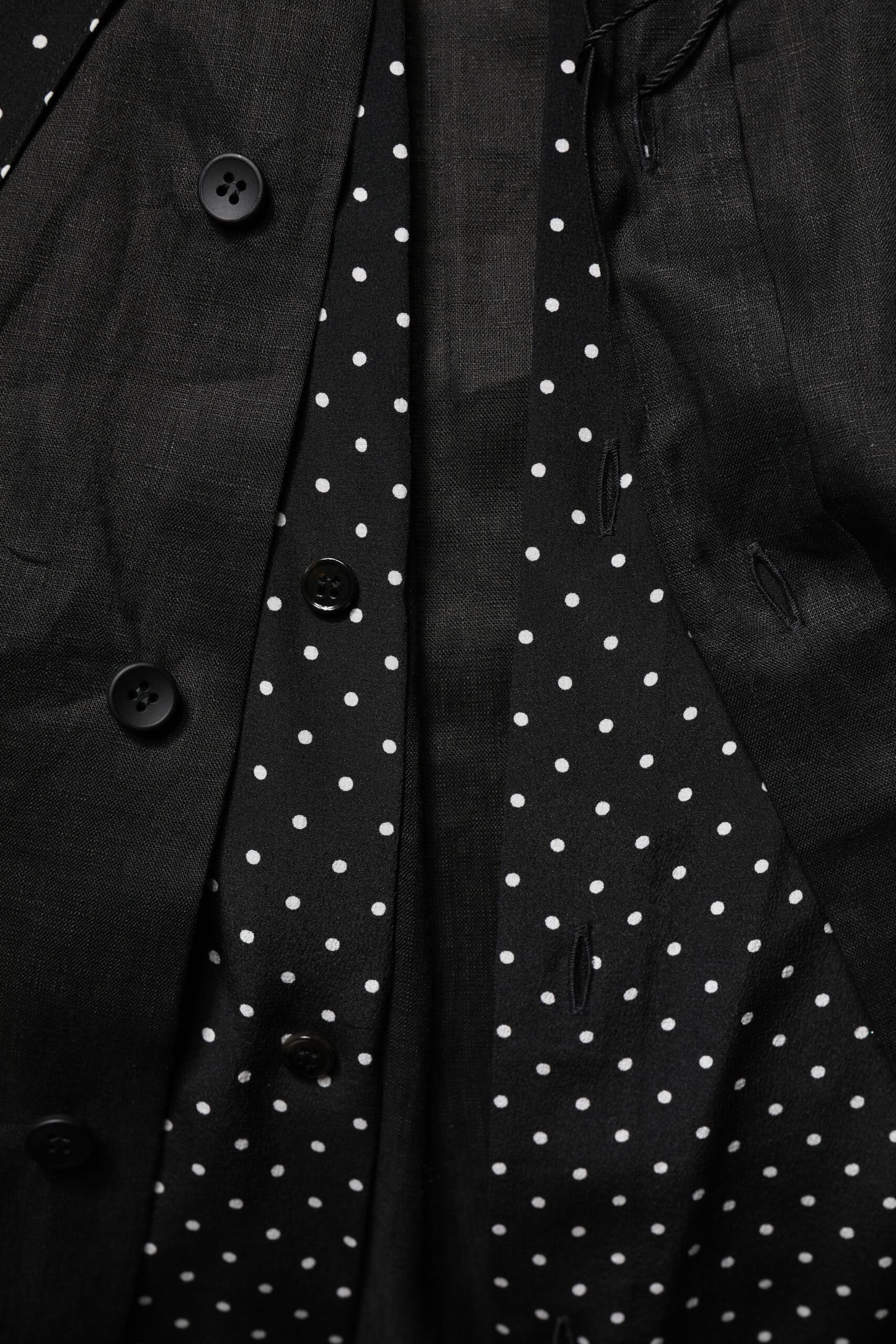 Dolce & Gabbana Black Polka Dot Linen Silk Men Casual Shirt Dolce & Gabbana
