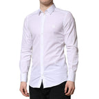 Dolce & Gabbana White GOLD Crown Cotton Dress Formal Shirt