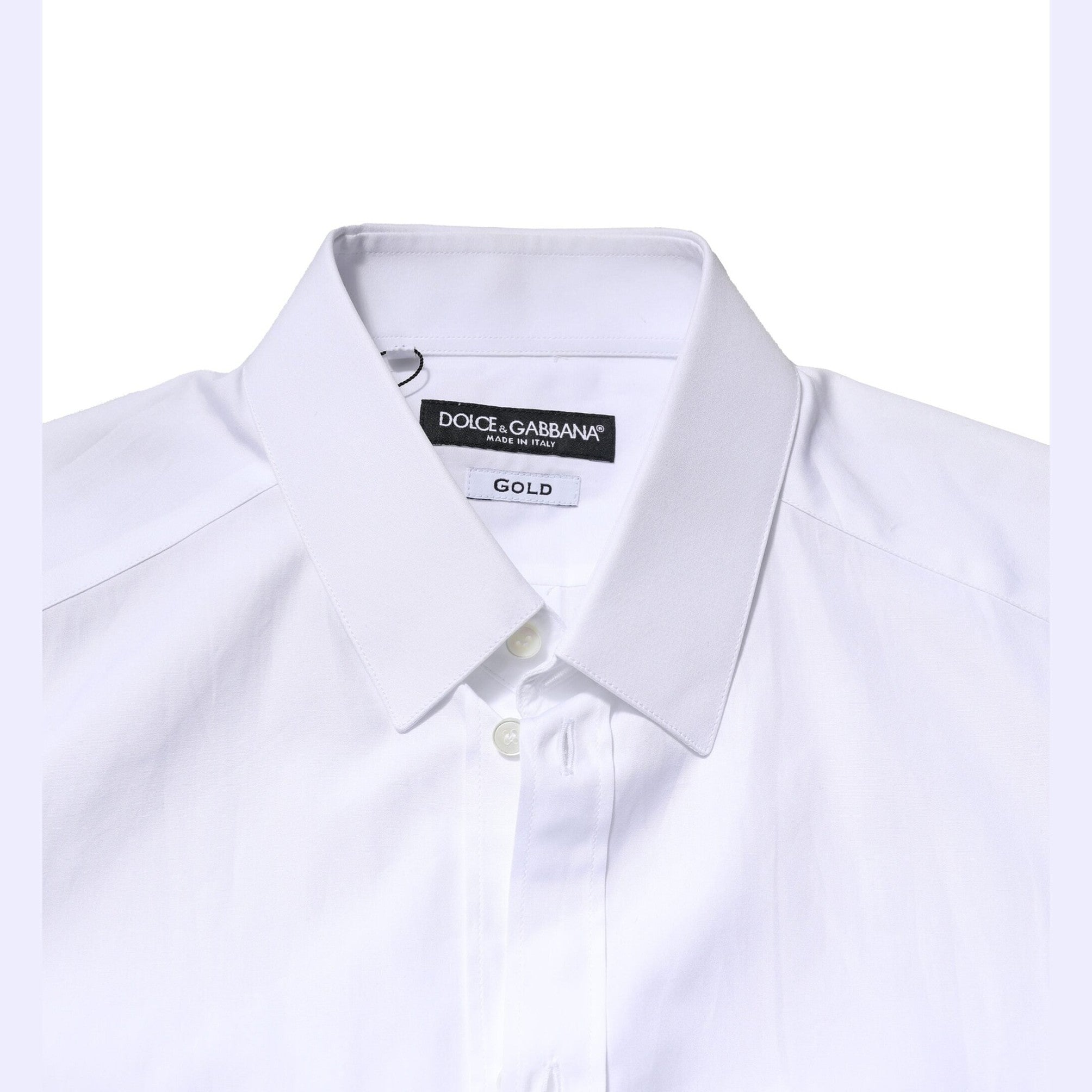 Dolce & Gabbana White GOLD Crown Cotton Dress Formal Shirt