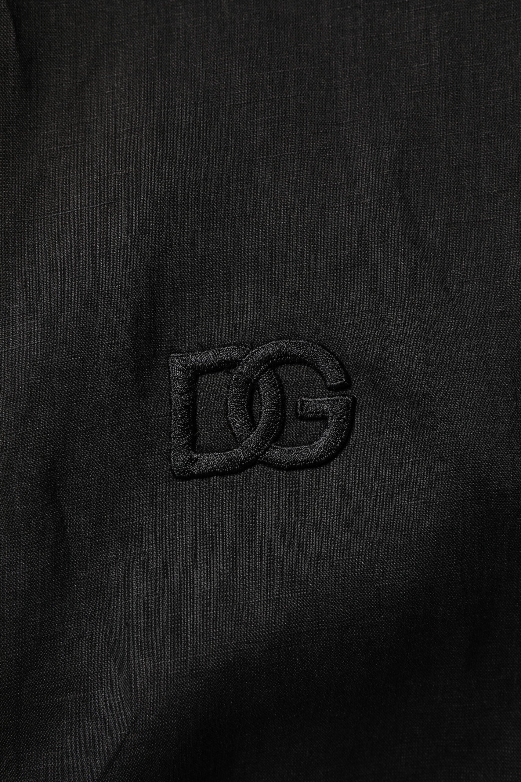 Dolce & Gabbana Black Linen Long Sleeves Men Casual Shirt Dolce & Gabbana