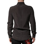 Dolce & Gabbana Dark Brown Silk GOLD Men Dress Formal Shirt