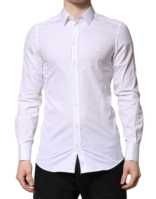 Dolce & Gabbana White GOLD Long Sleeves Men Dress Formal Shirt Dolce & Gabbana
