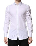 Dolce & Gabbana White GOLD Long Sleeves Men Dress Formal Shirt