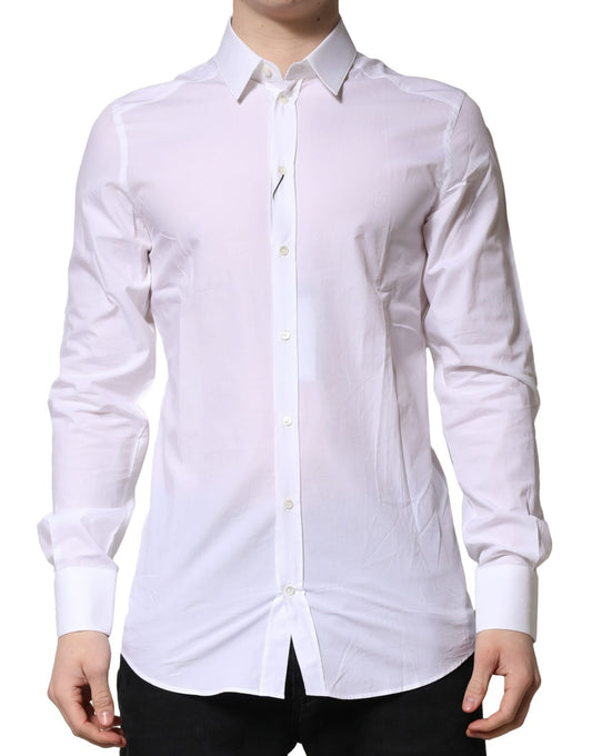 Dolce & Gabbana White GOLD Long Sleeves Dress Formal Shirt Dolce & Gabbana